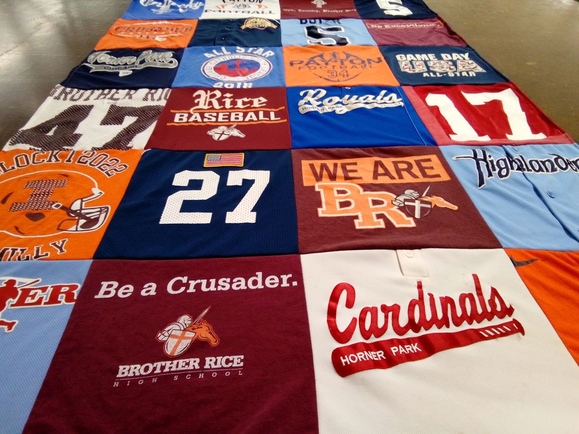T-shirt quilt from brother rice high school by Mary  from IL