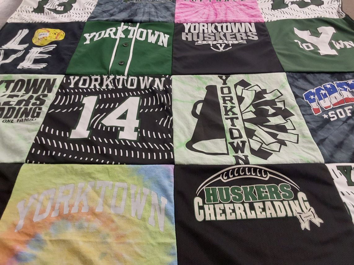 T-shirt quilt featuring yorktown huskers by Lindsay from NY