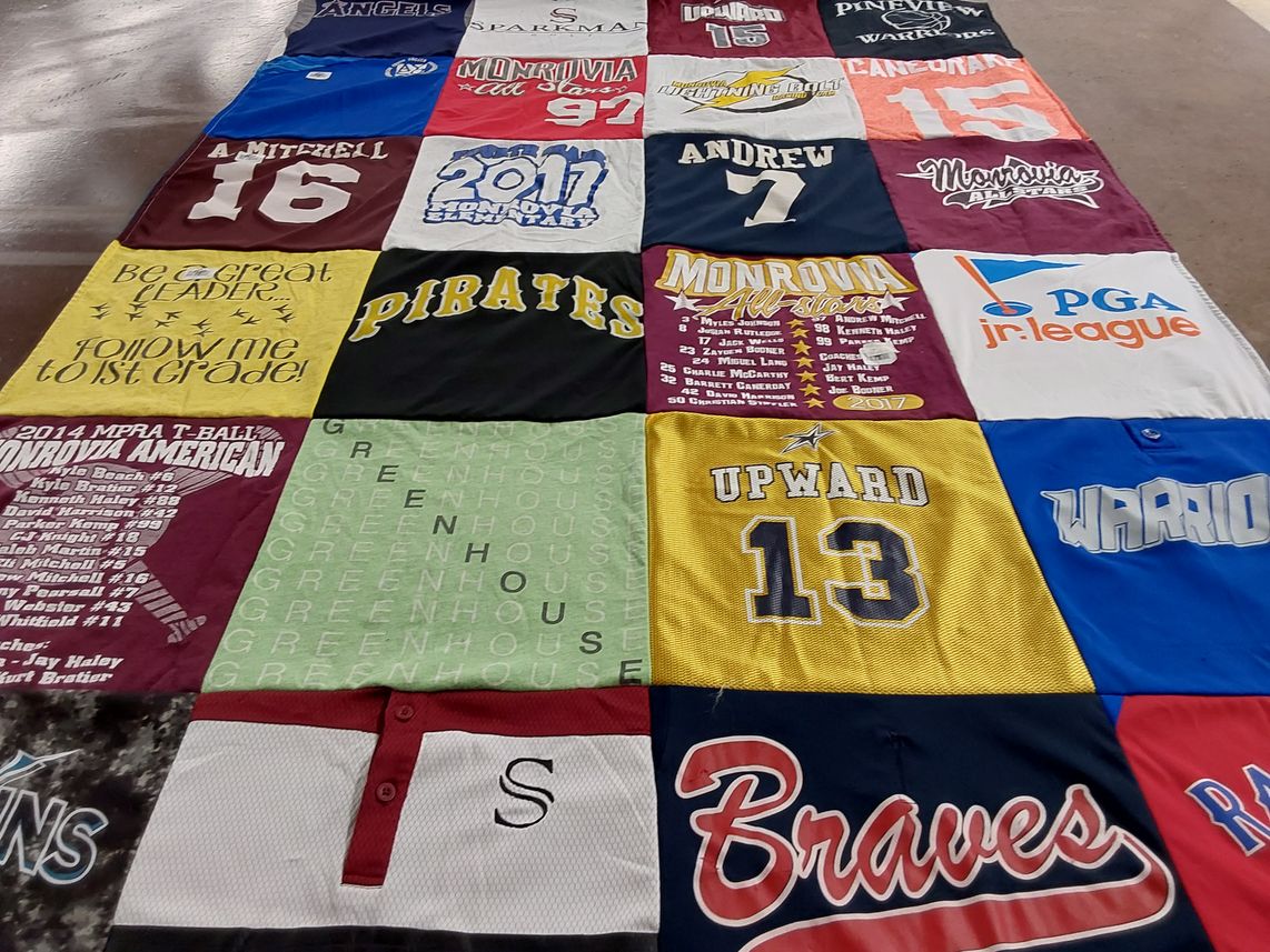 T-shirt quilt featuring monrovia all stars by Koleta from AL