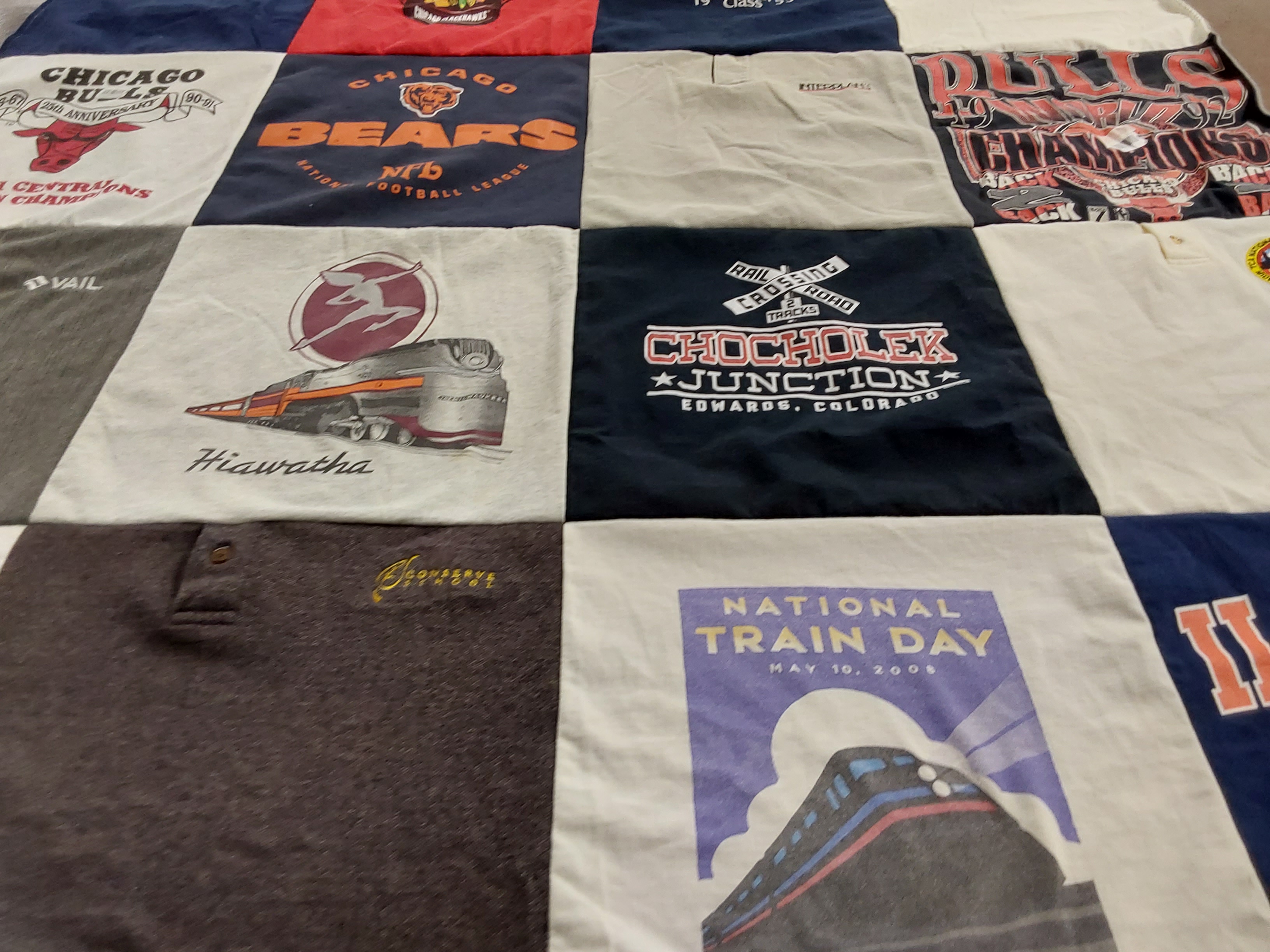 T-shirt quilt featuring chicago bulls, chicago bears by Michele from AZ