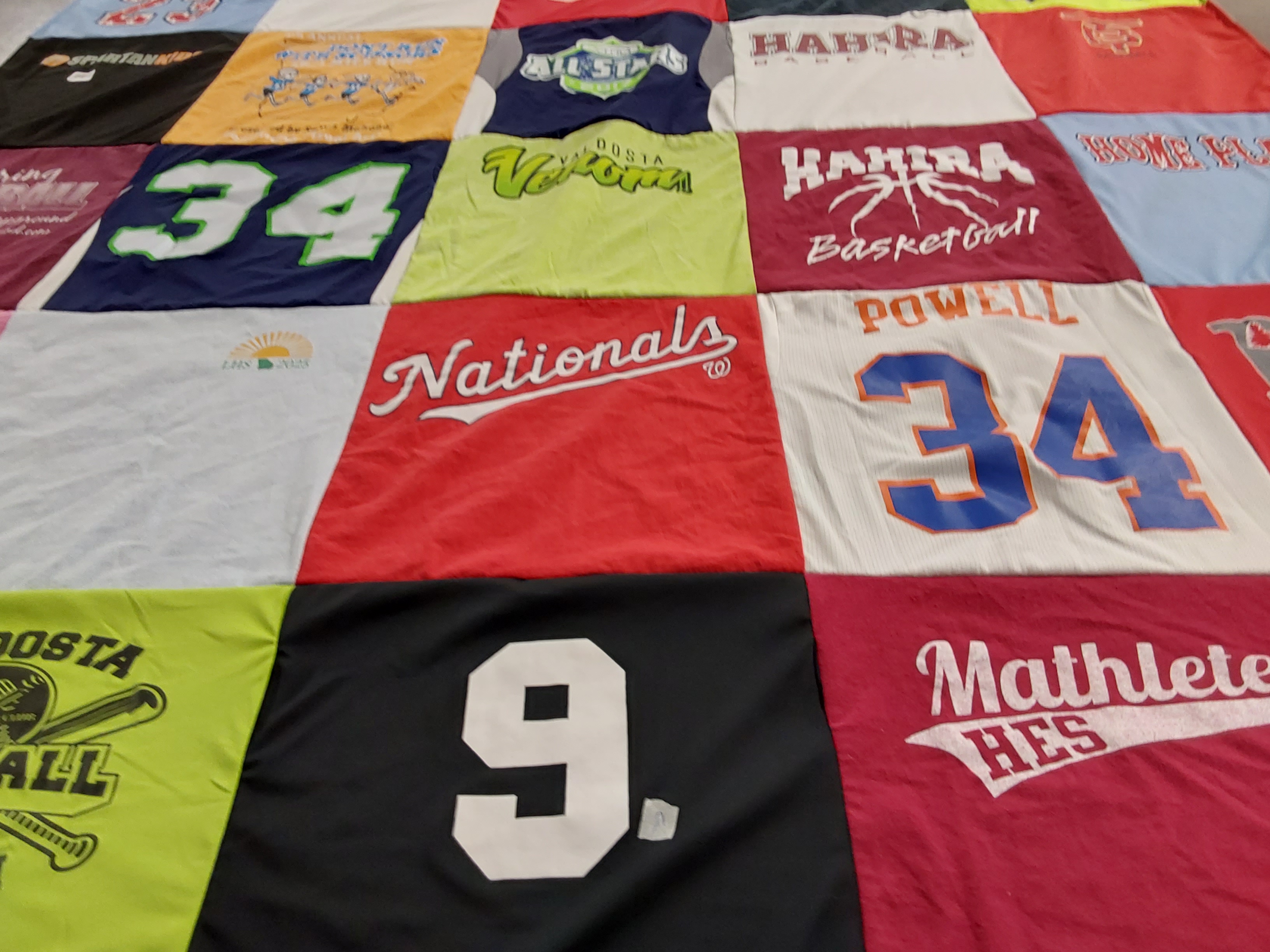 T-shirt quilt with sports, basketball themes by MEGAN from GA