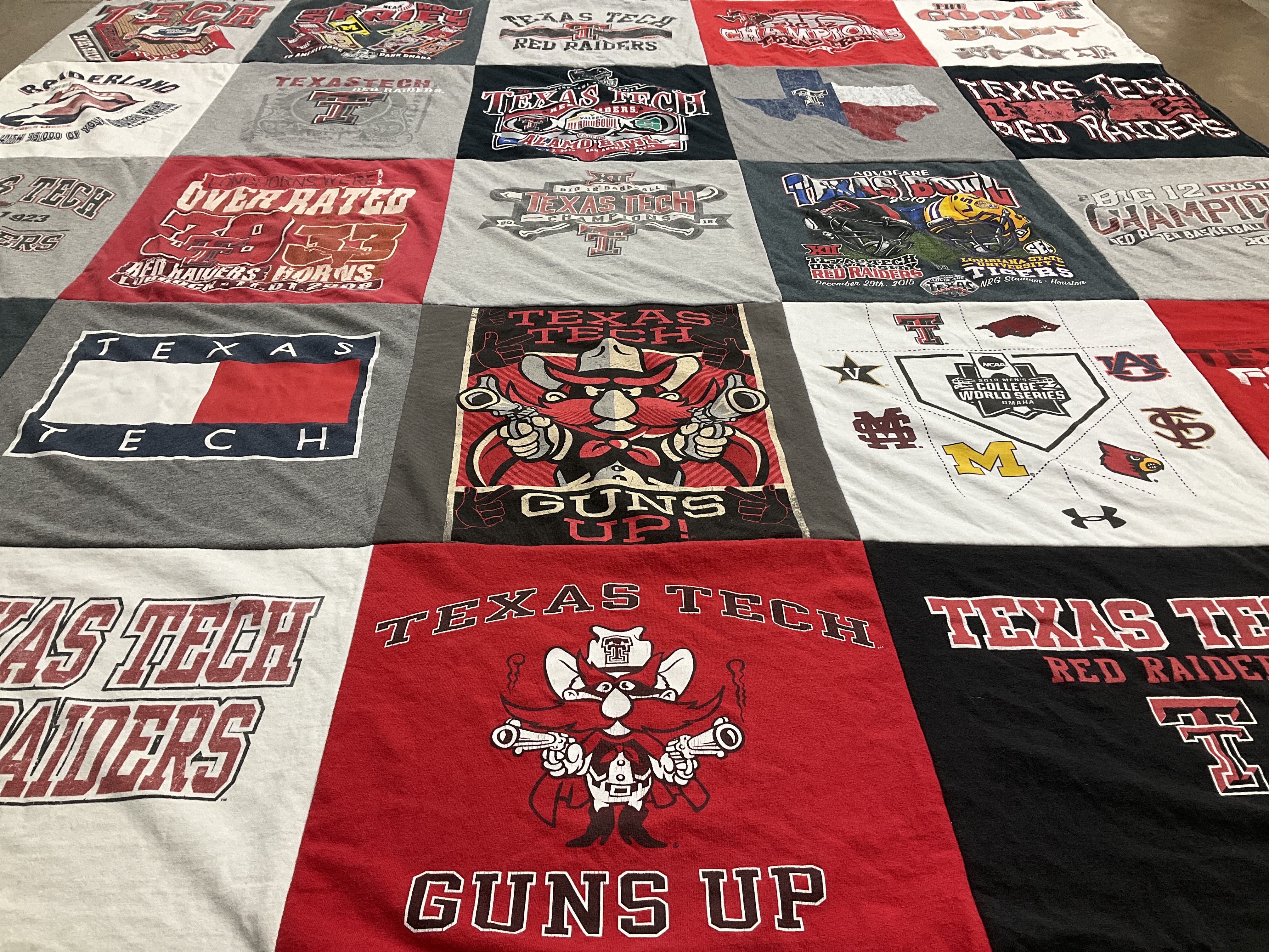 T-shirt quilt featuring texas tech red raiders by Kristi from TX