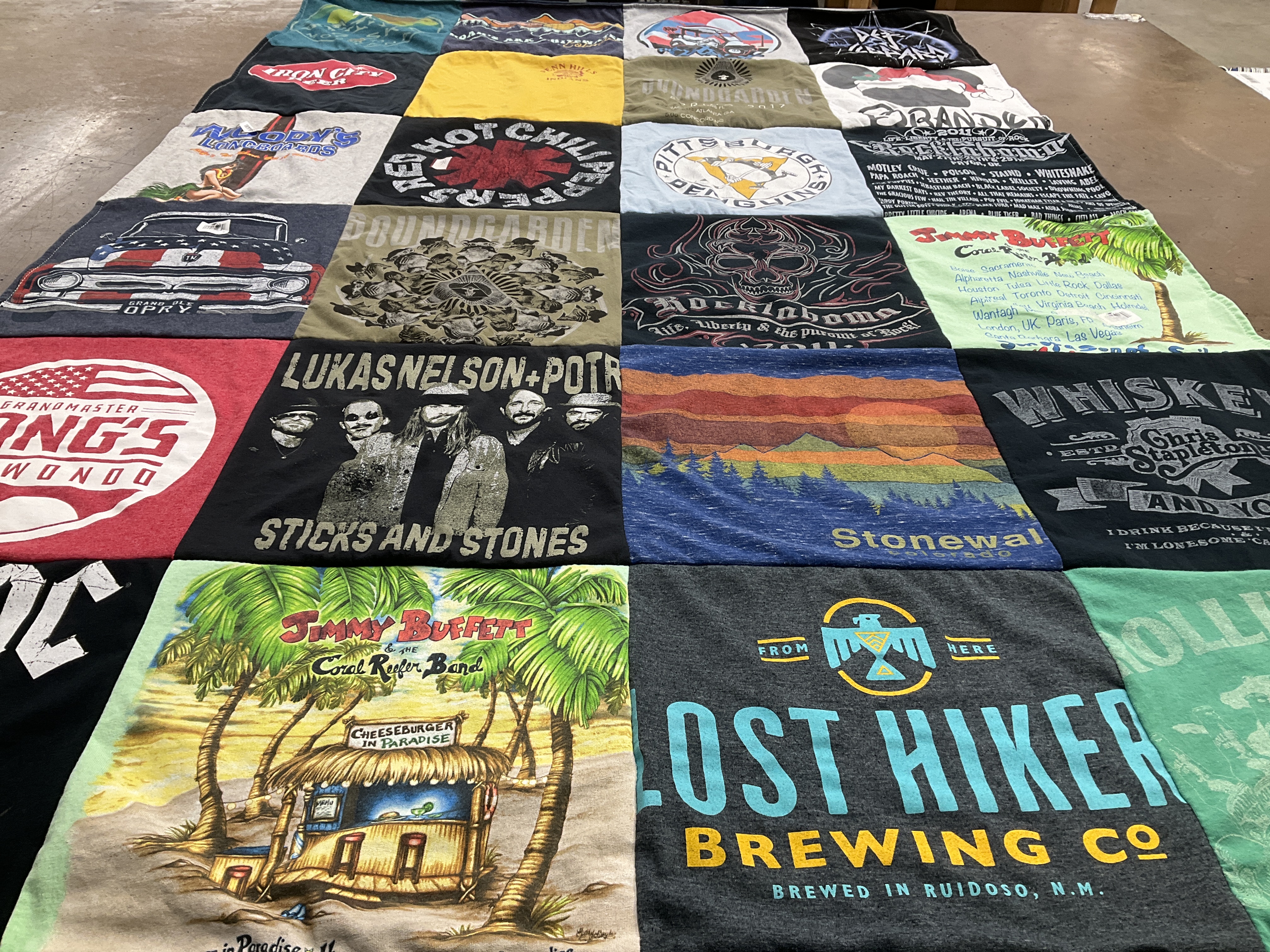 T-shirt quilt with music, brewing themes by Taylor from OK