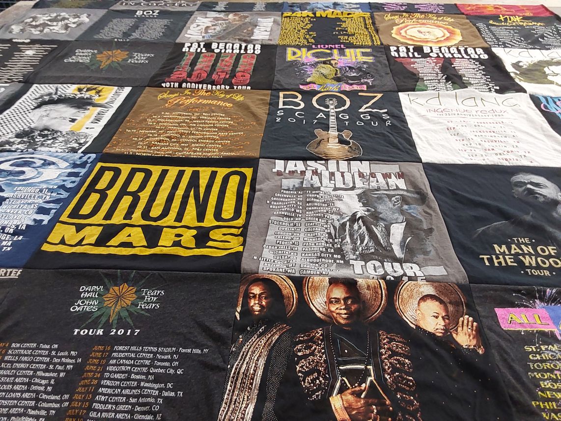 T-shirt quilt with music, concerts themes by Cynthia  from TX