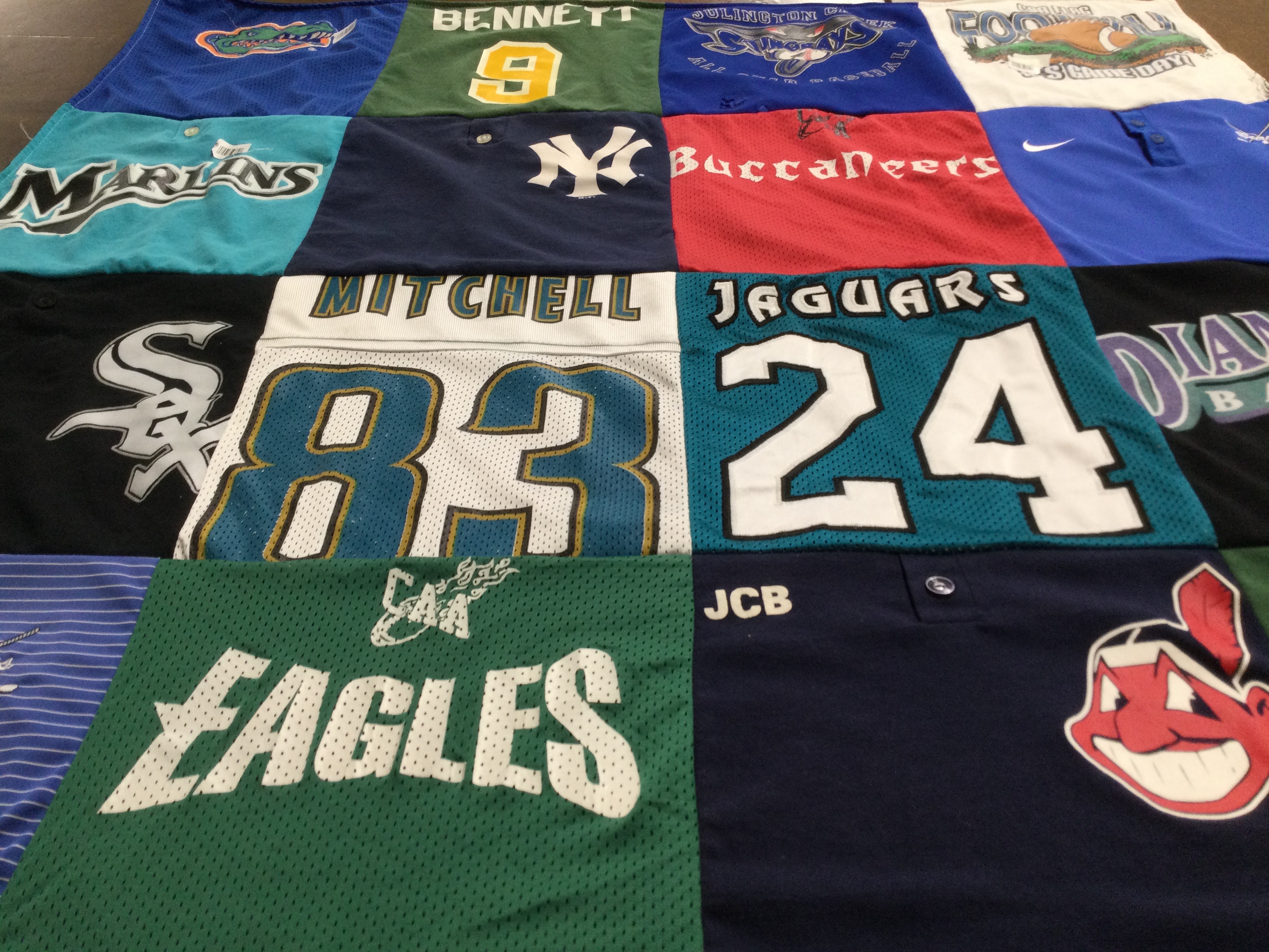 T-shirt quilt featuring florida gators, new york yankees by Donna from FL