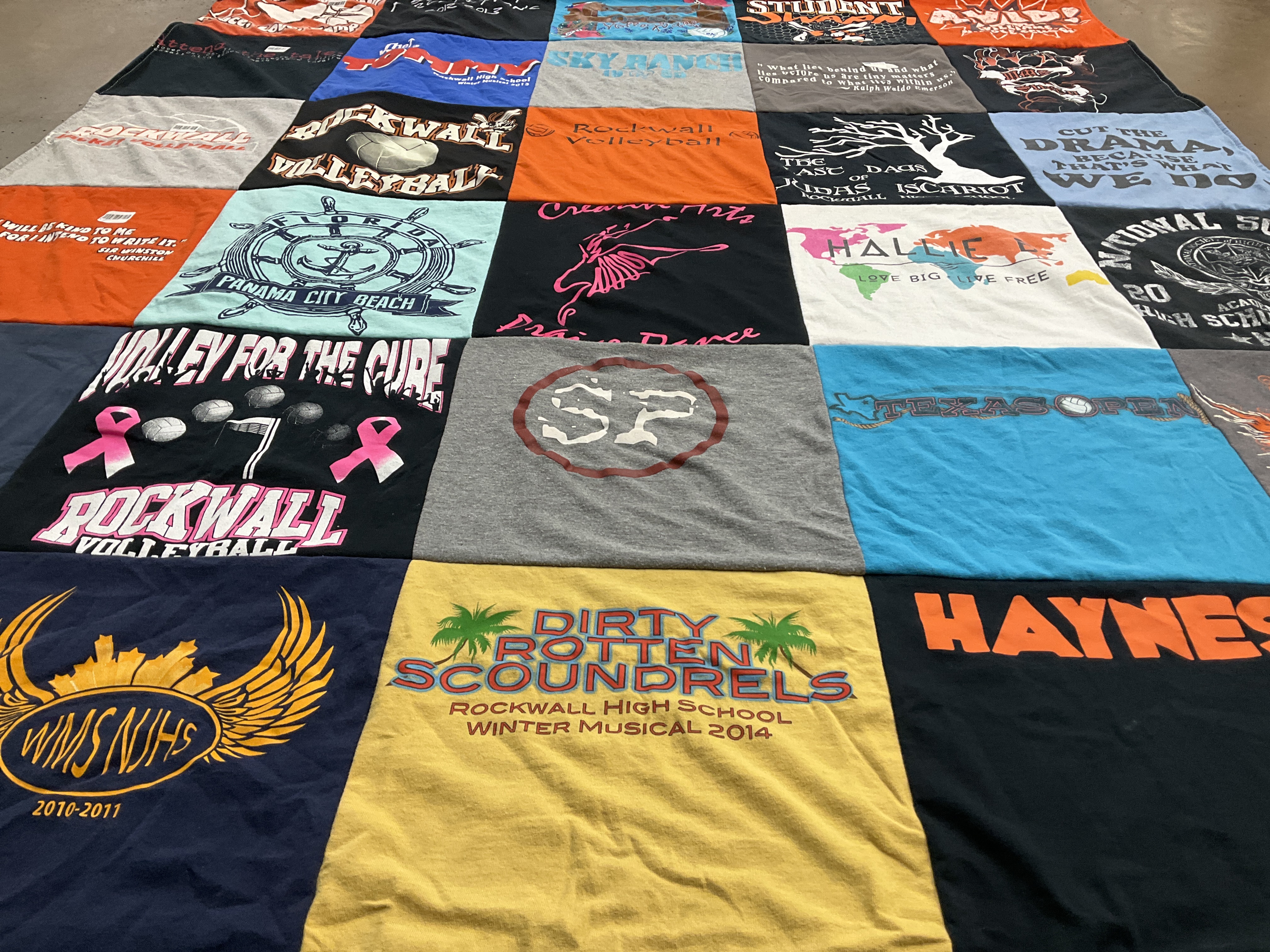 T-shirt quilt featuring rockwall volleyball by Donna from TX