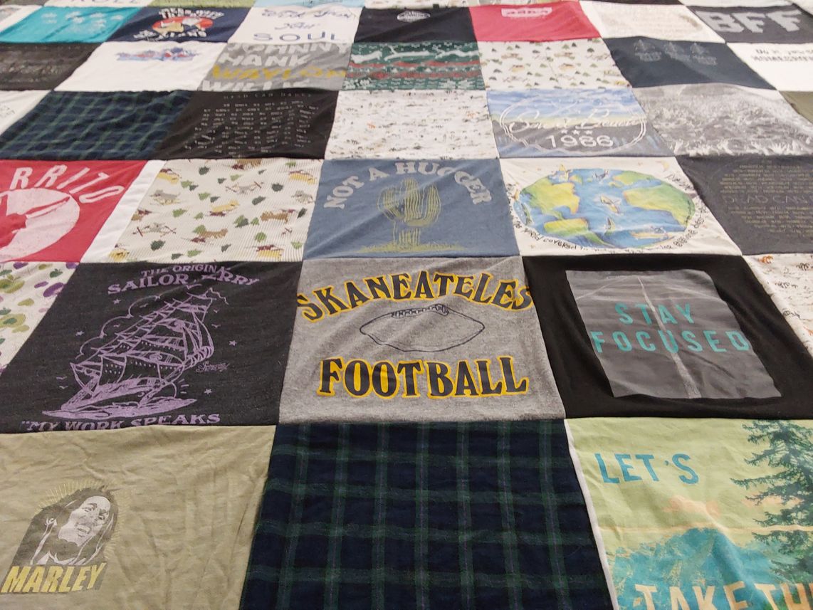 T-shirt quilt featuring skaneateles football by Emily from TN