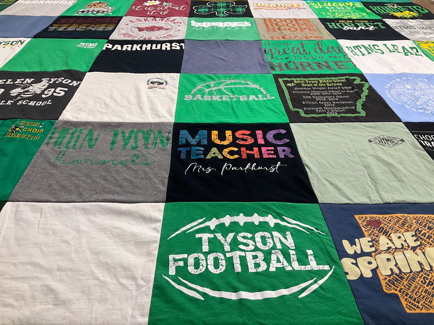 T-shirt quilt featuring tyson football, helen tyson hornets by Denice from AR