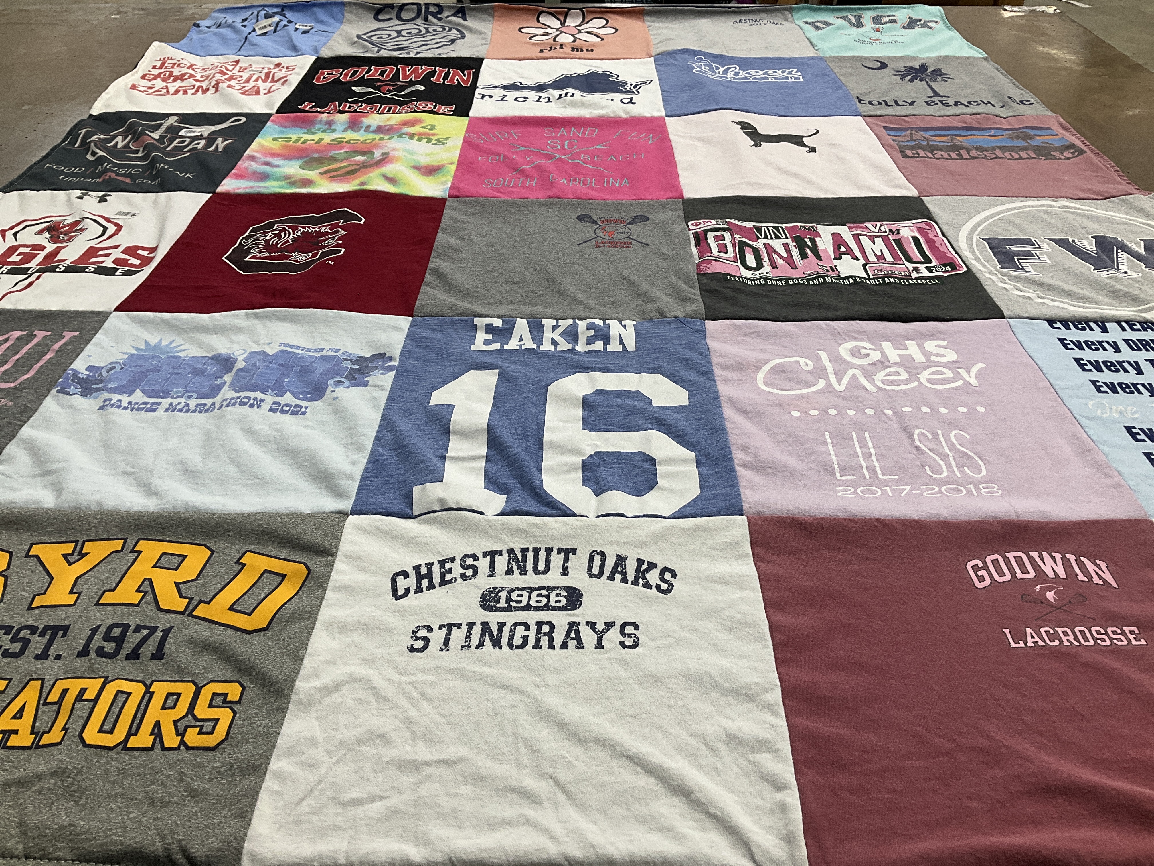 T-shirt quilt featuring byrd high school, chestnut oaks stingrays by Drew from VA