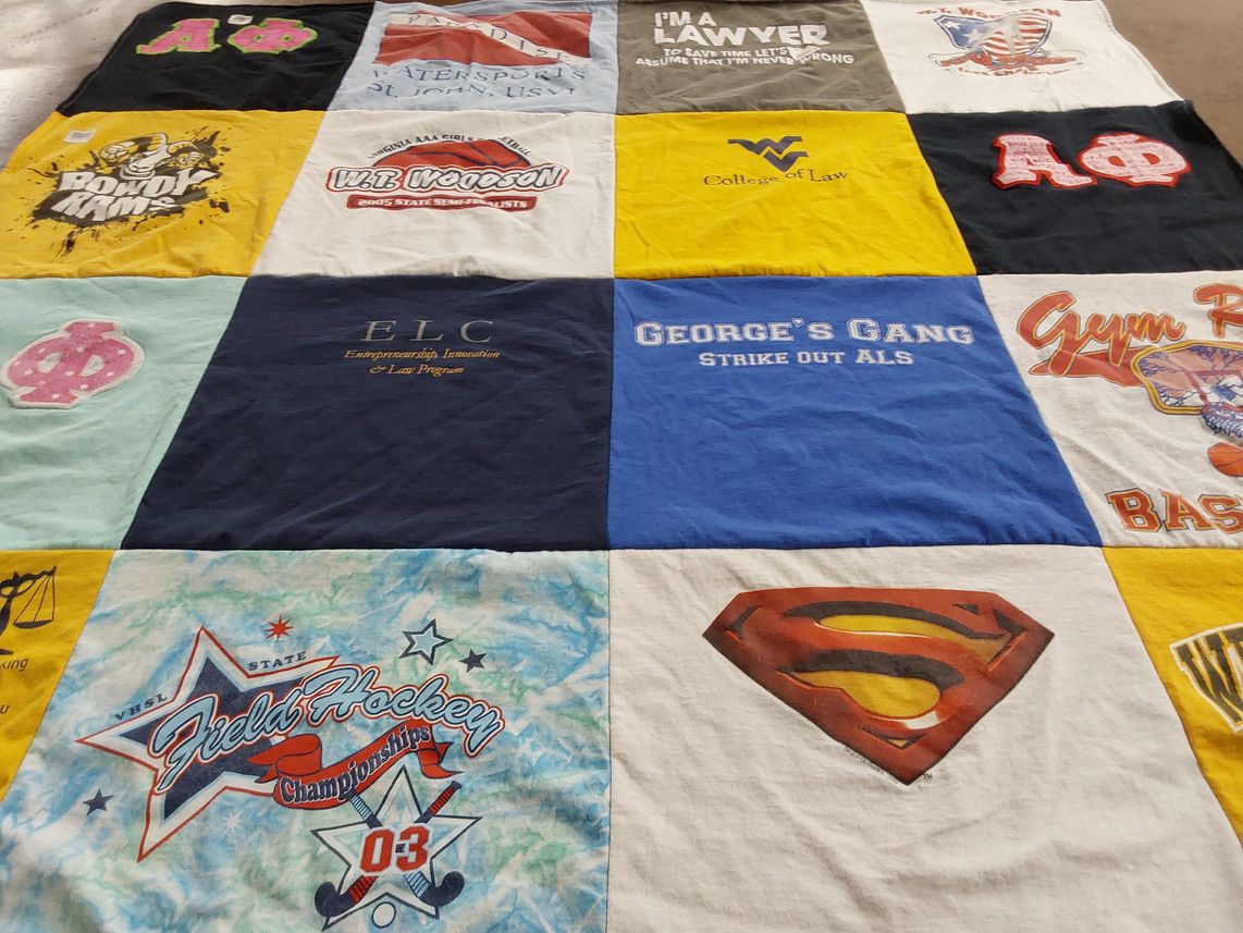 T-shirt quilt featuring w.b. woodson high school, gym rats basketball by Lindsey from VA