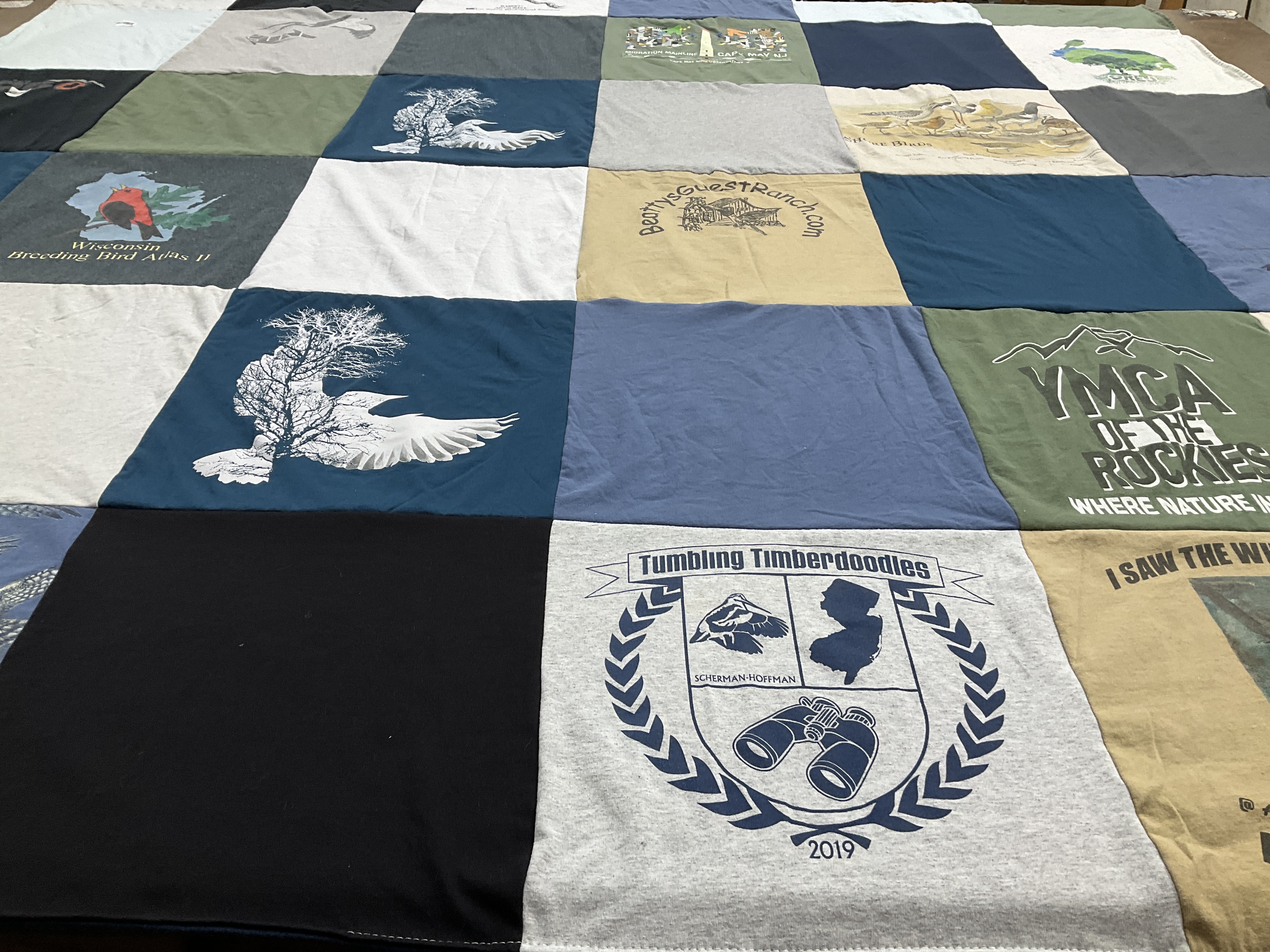 T-shirt quilt with nature, birds themes by nancy from MI