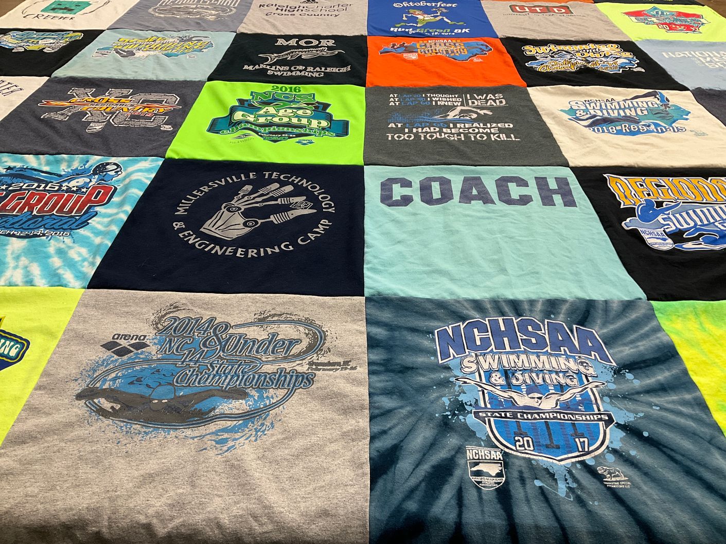 T-shirt quilt featuring nchsaa swimming and diving by Tracy from NC