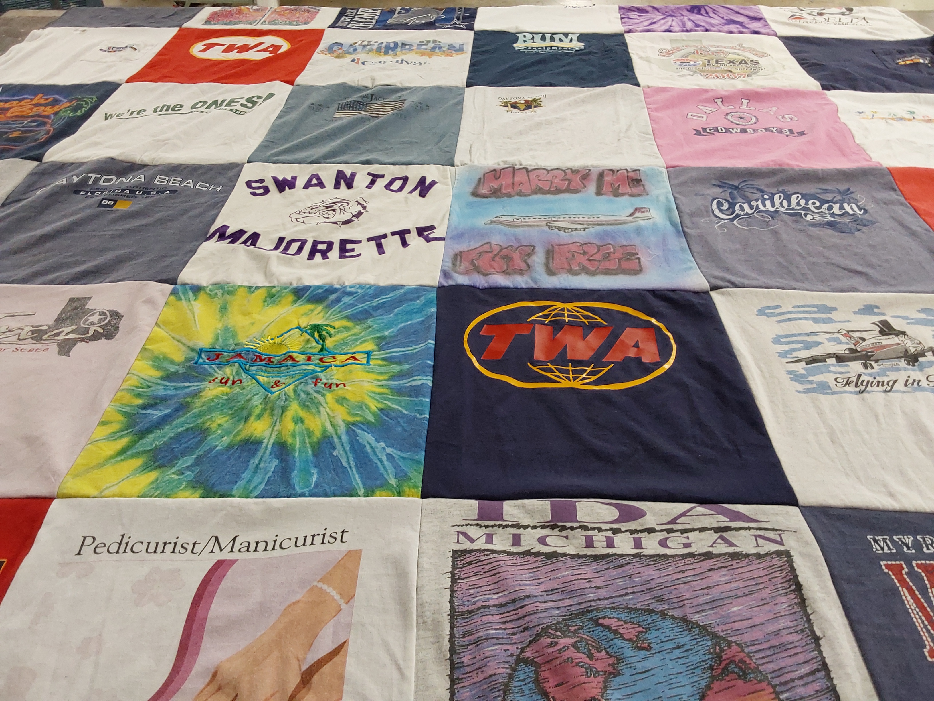 T-shirt quilt with travel, beauty themes by Lisa from TX