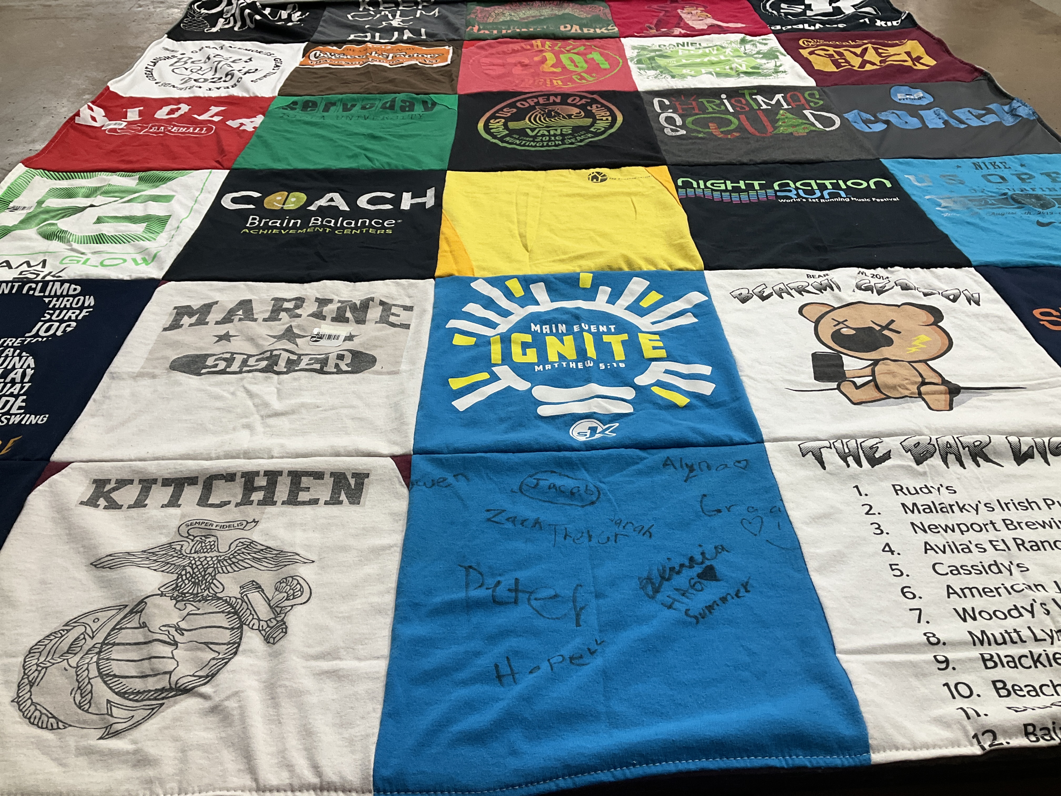 T-shirt quilt with achievement, events themes by Jessica from AZ