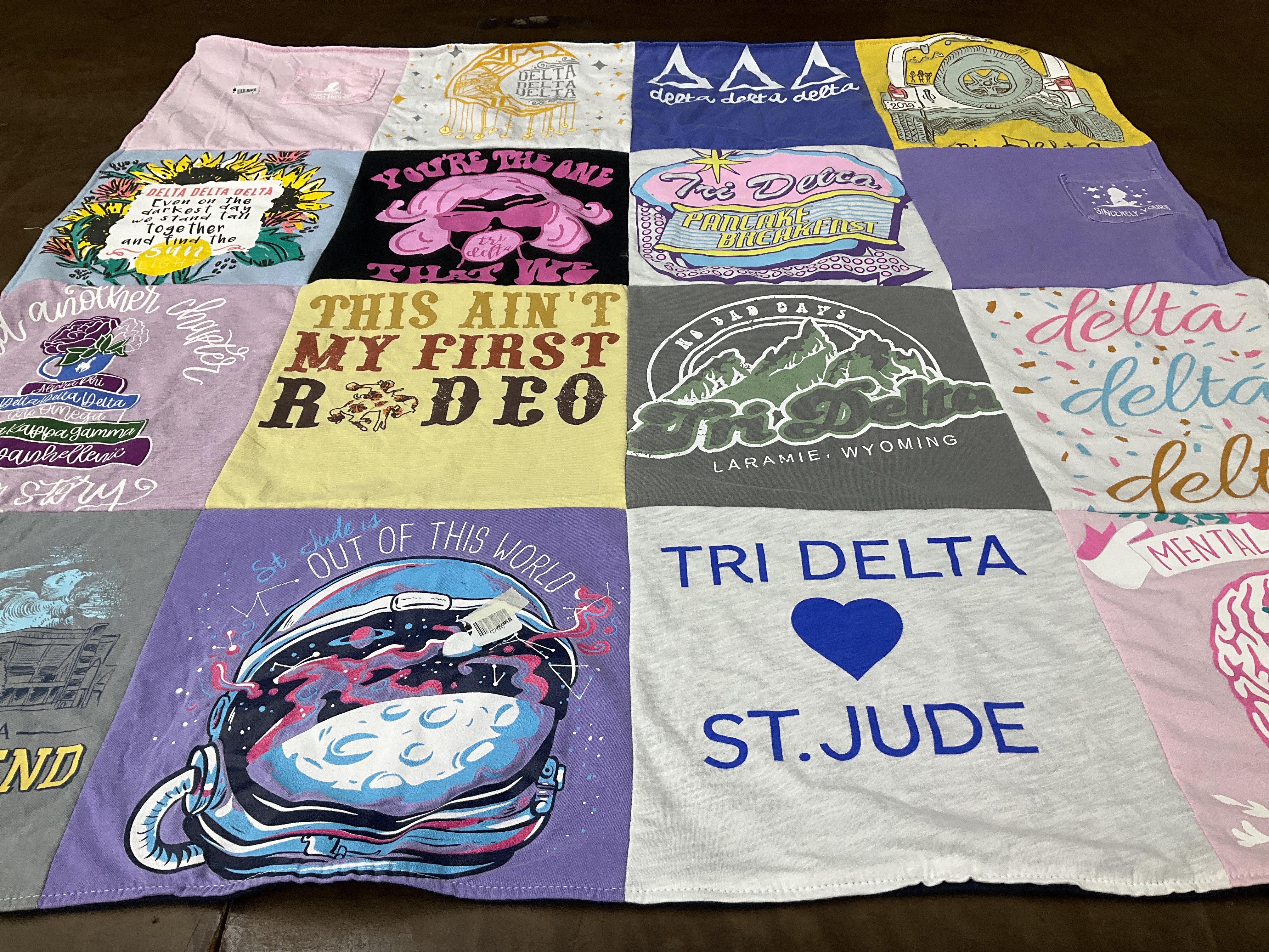 T-shirt quilt with sorority, philanthropy themes by Nicole from FL