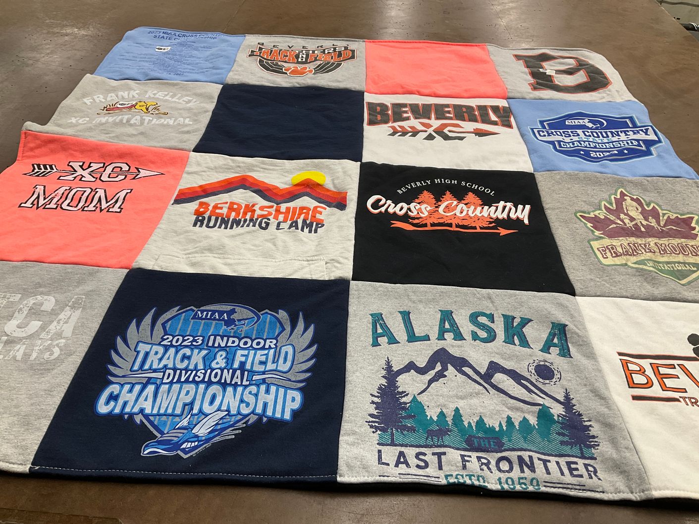 T-shirt quilt featuring beverly high school cross country by Jodi from MA