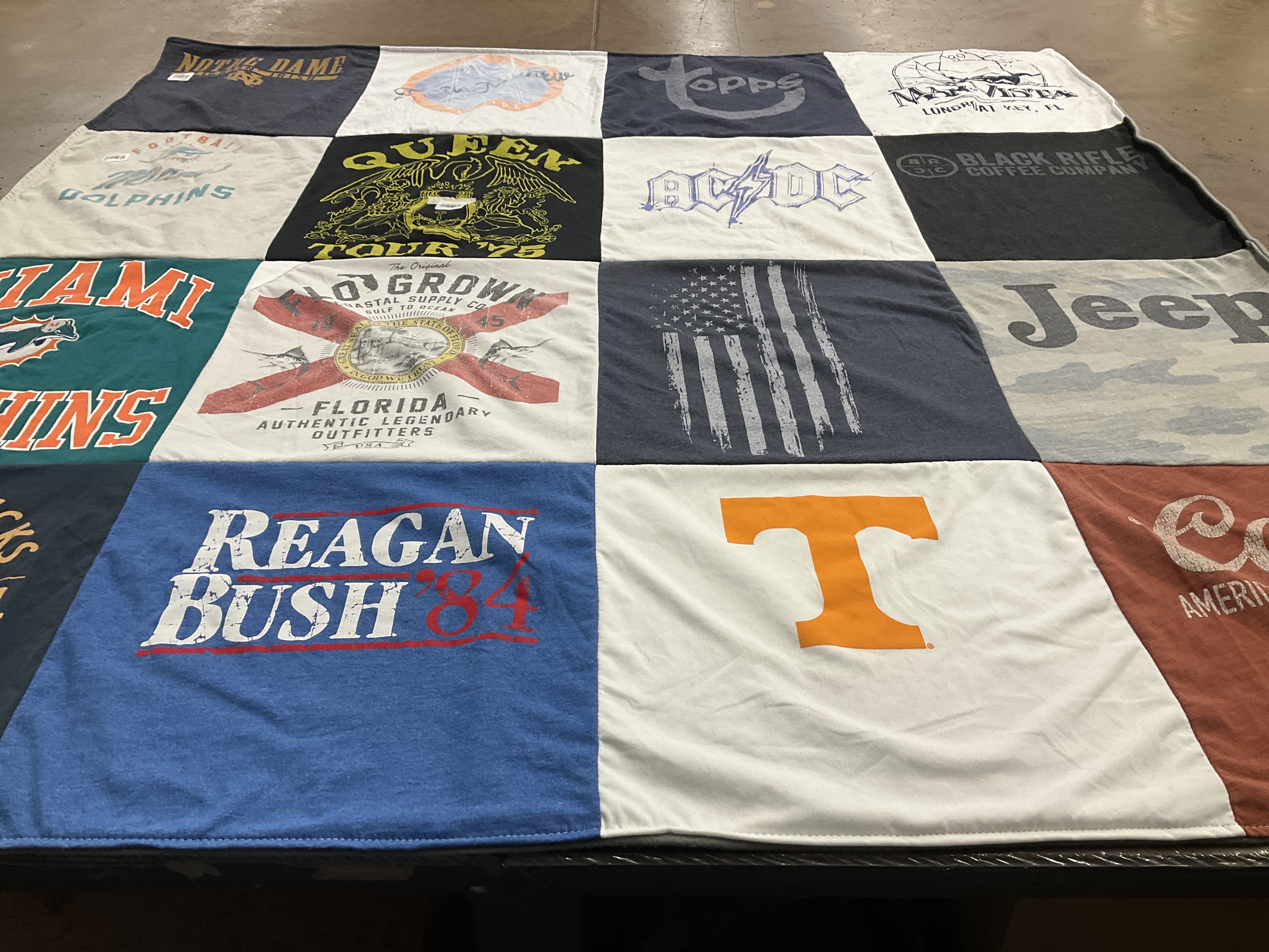 T-shirt quilt featuring university of tennessee volunteers, miami dolphins by Coryn from FL