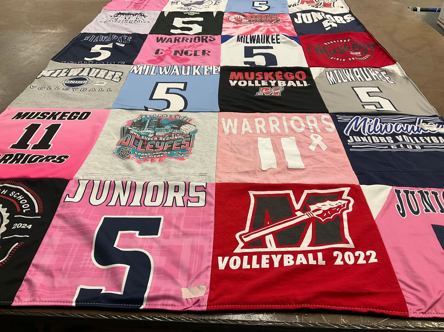 T-shirt quilt featuring muskego warriors by Joy from WI