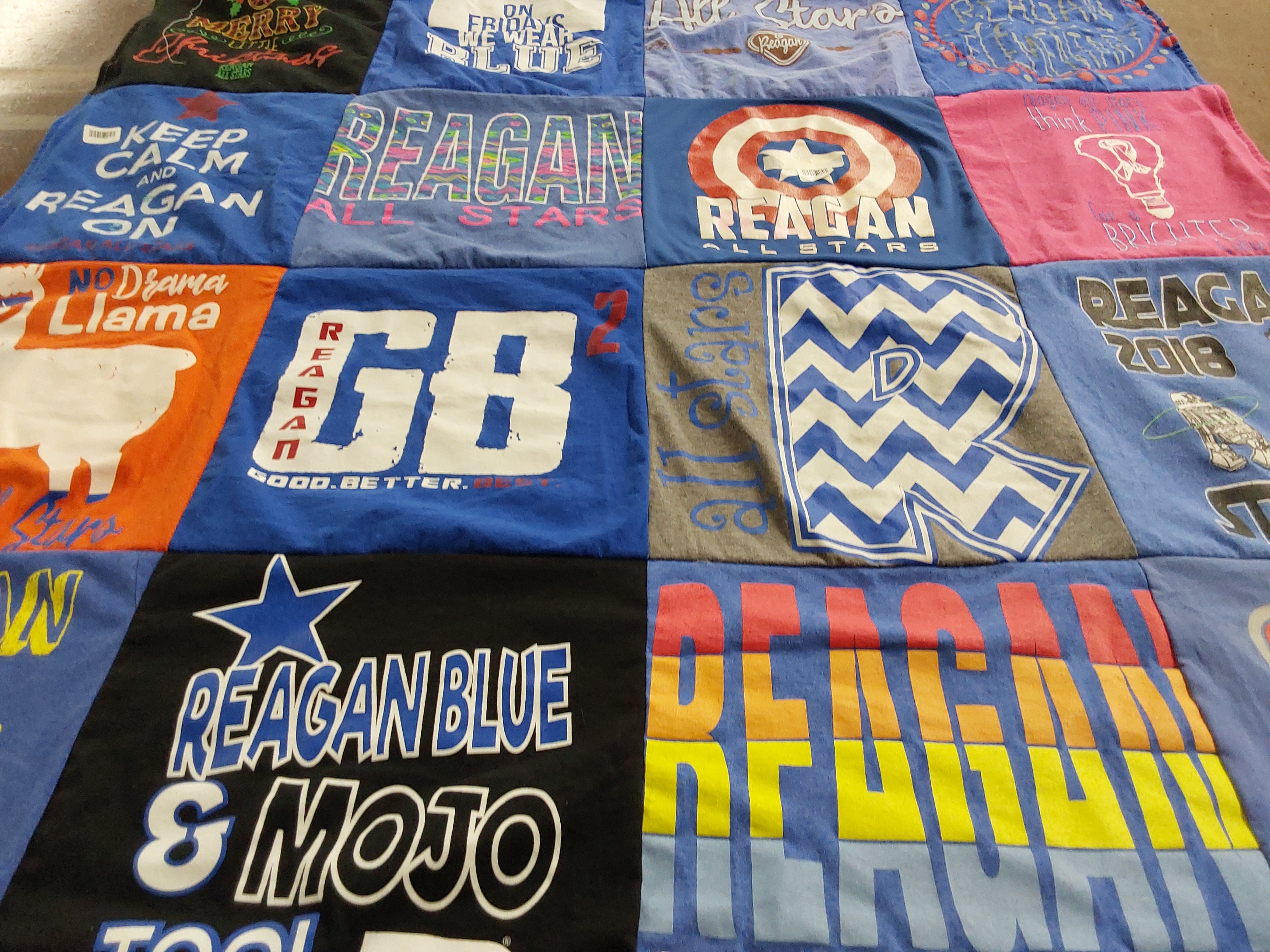 T-shirt quilt from reagan college by Abby from TX