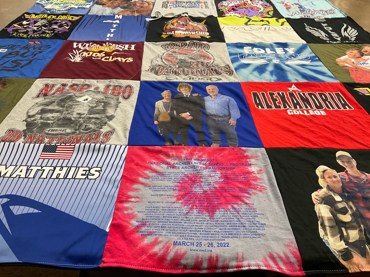T-shirt quilt featuring foley falcons by Rachael from MN