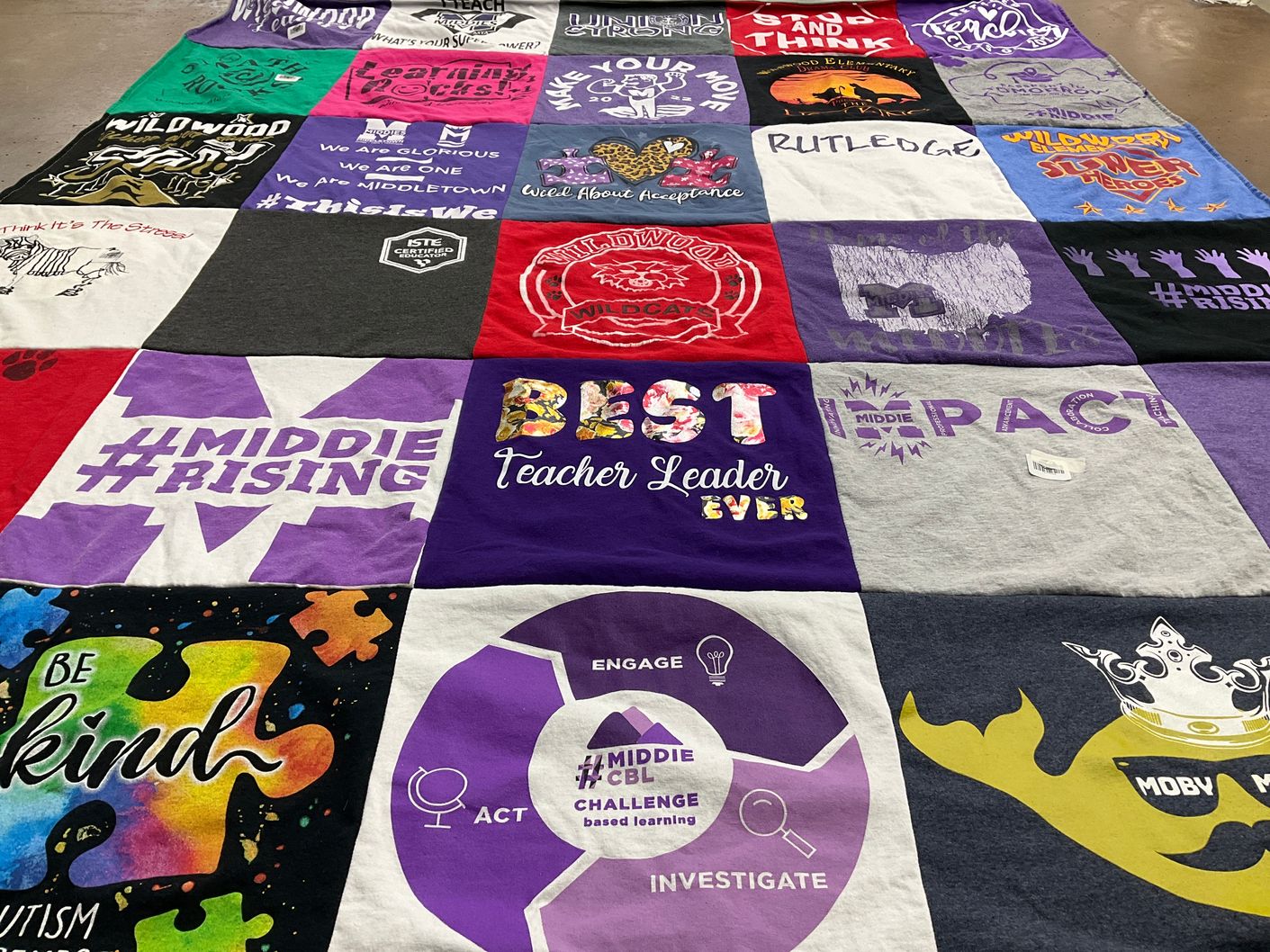 T-shirt quilt from middletown middle school by Kelly from OH
