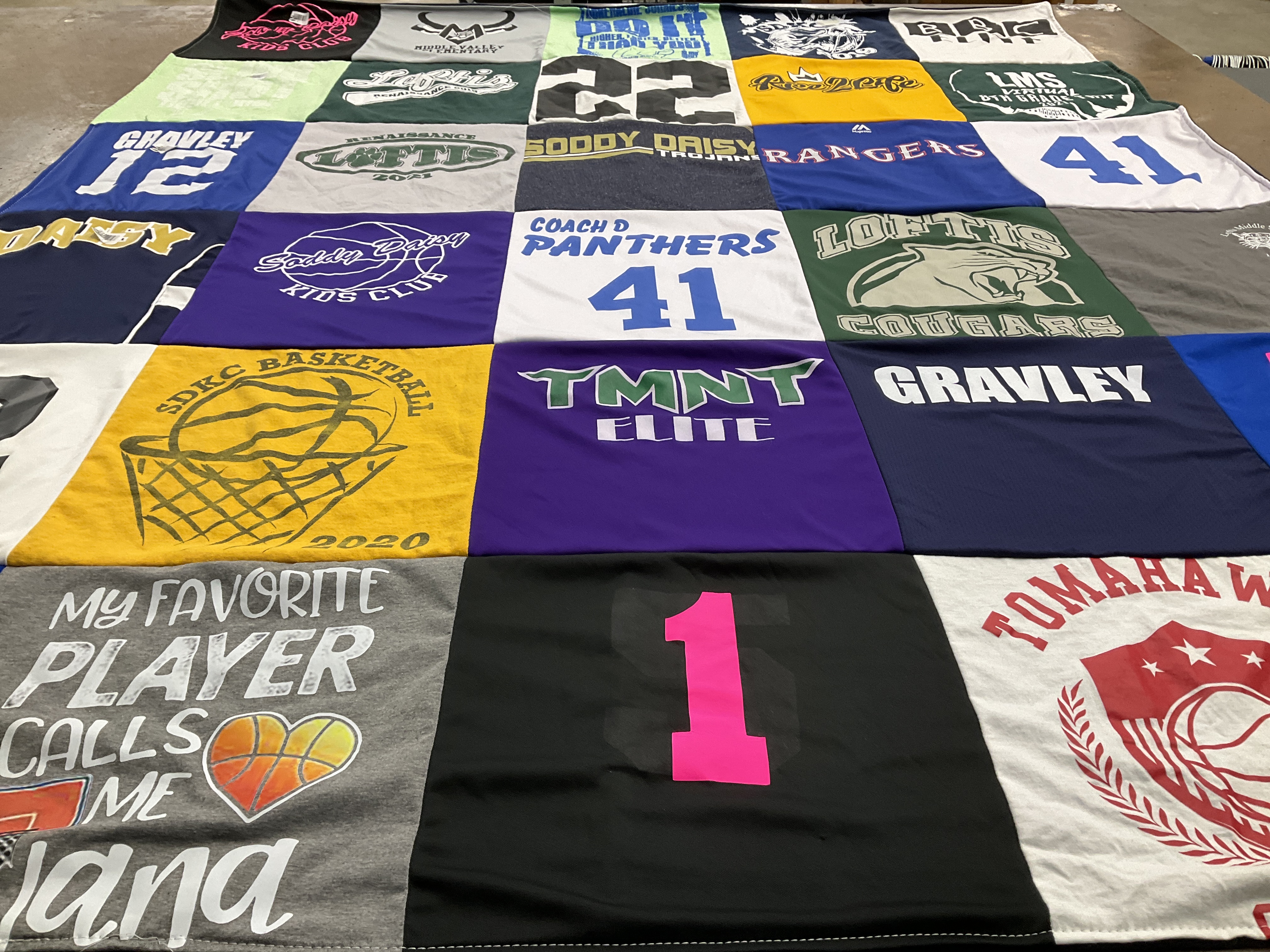 T-shirt quilt featuring loftis cougars, soddy daisy rangers by Teresa from TN