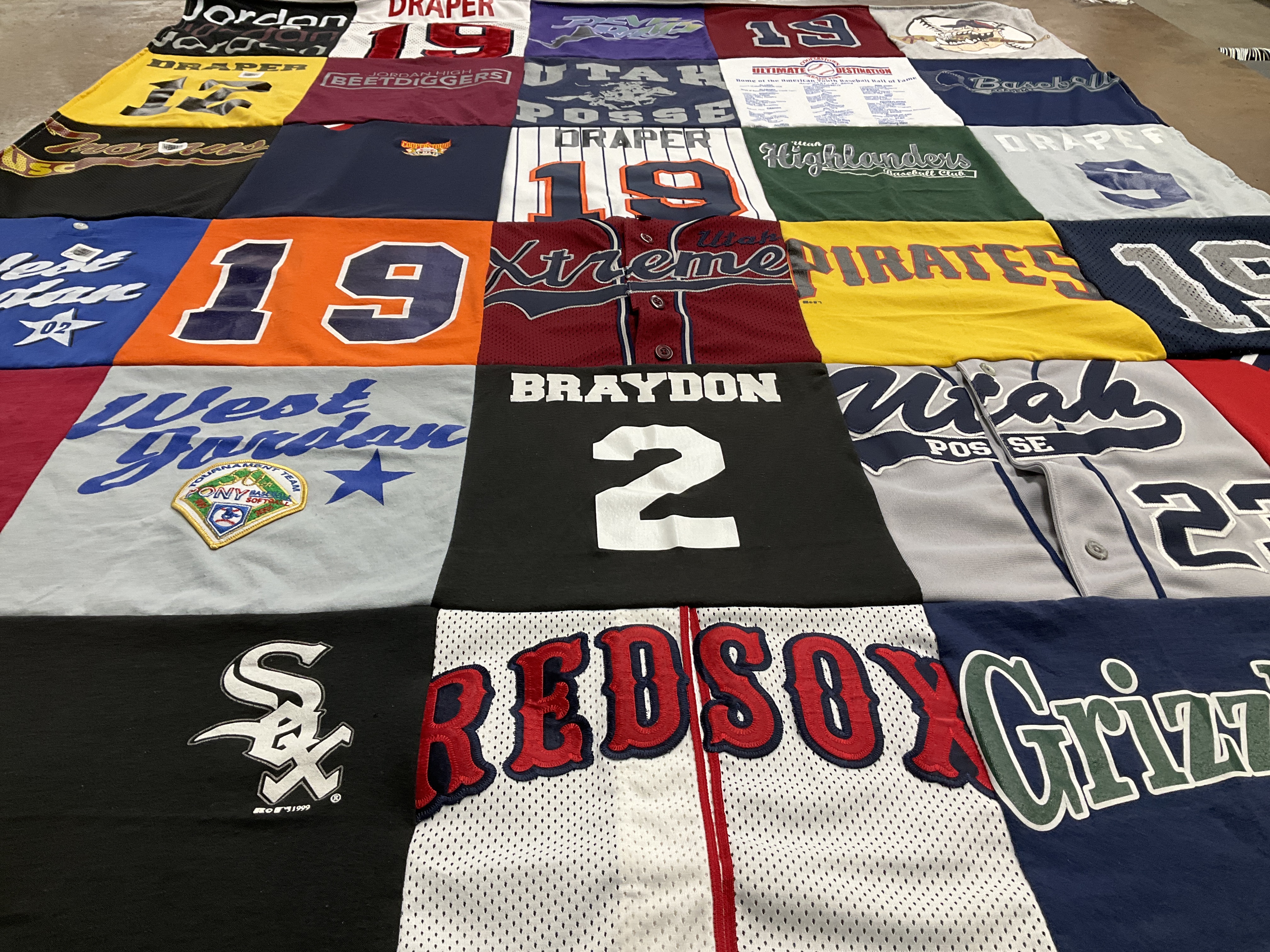 T-shirt quilt featuring grizzlies, redsox by Richelle from UT