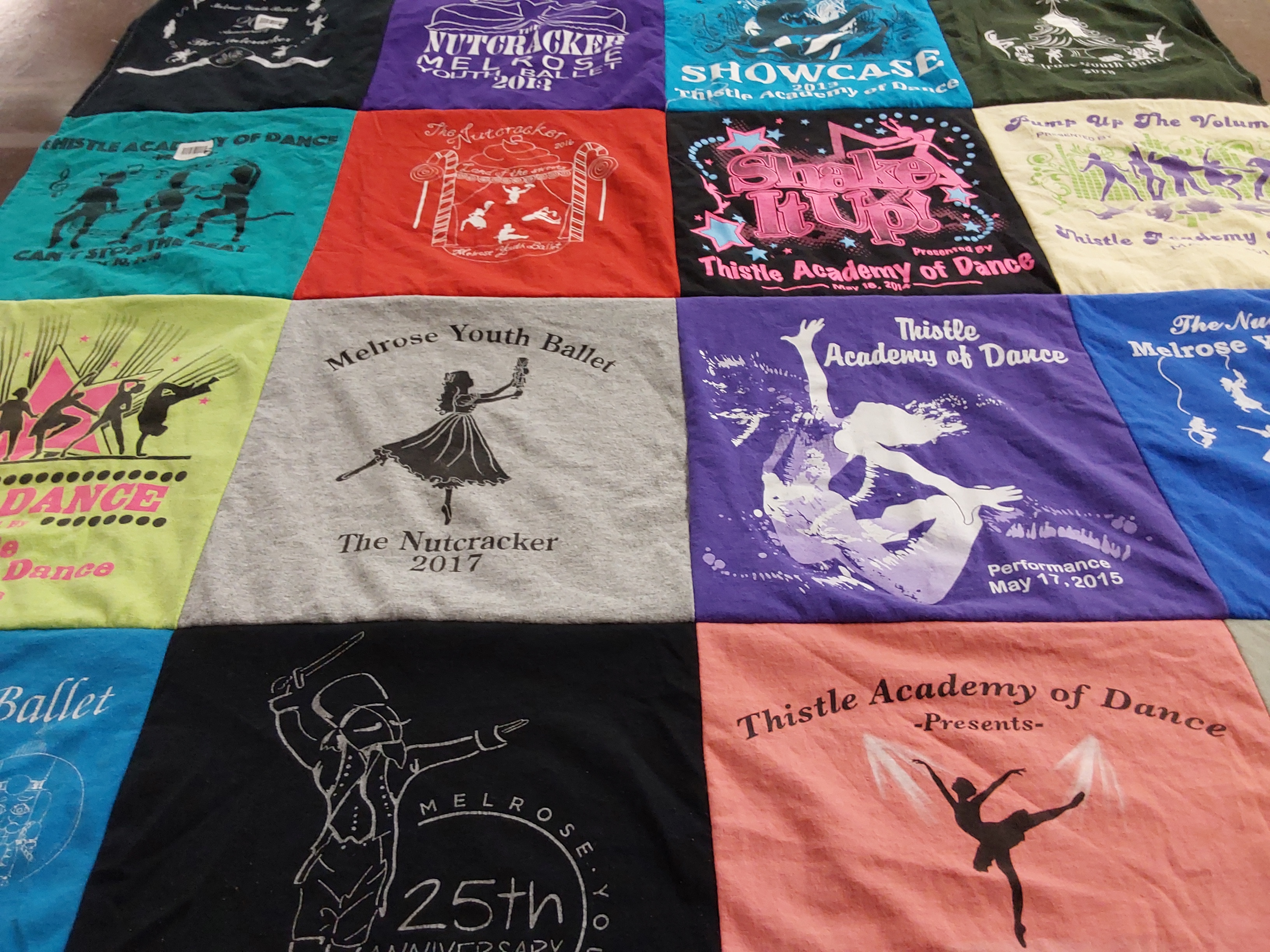 T-shirt quilt with dance, ballet themes by Stephanie from MA