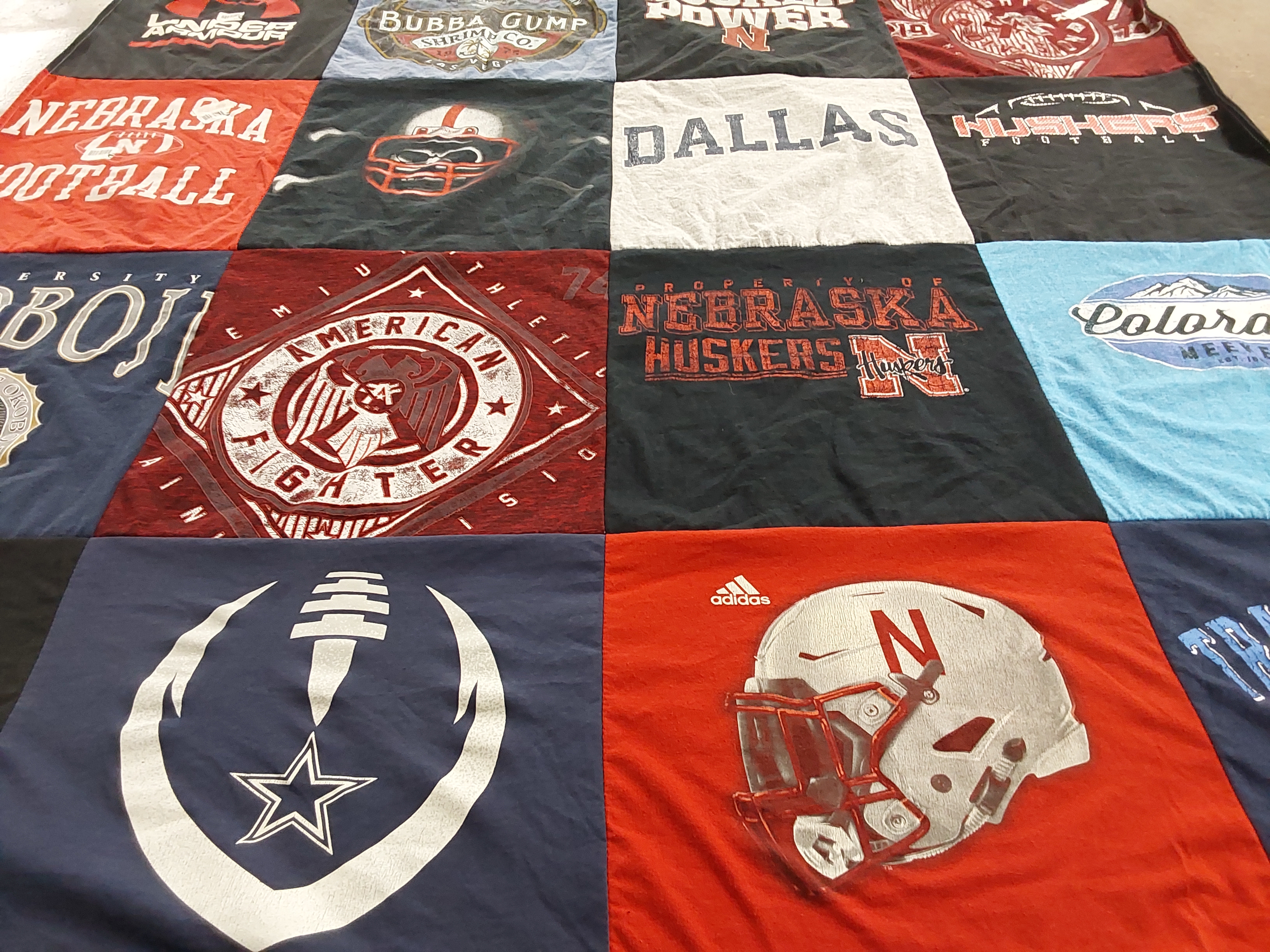 T-shirt quilt featuring nebraska huskers football by Mary from IA