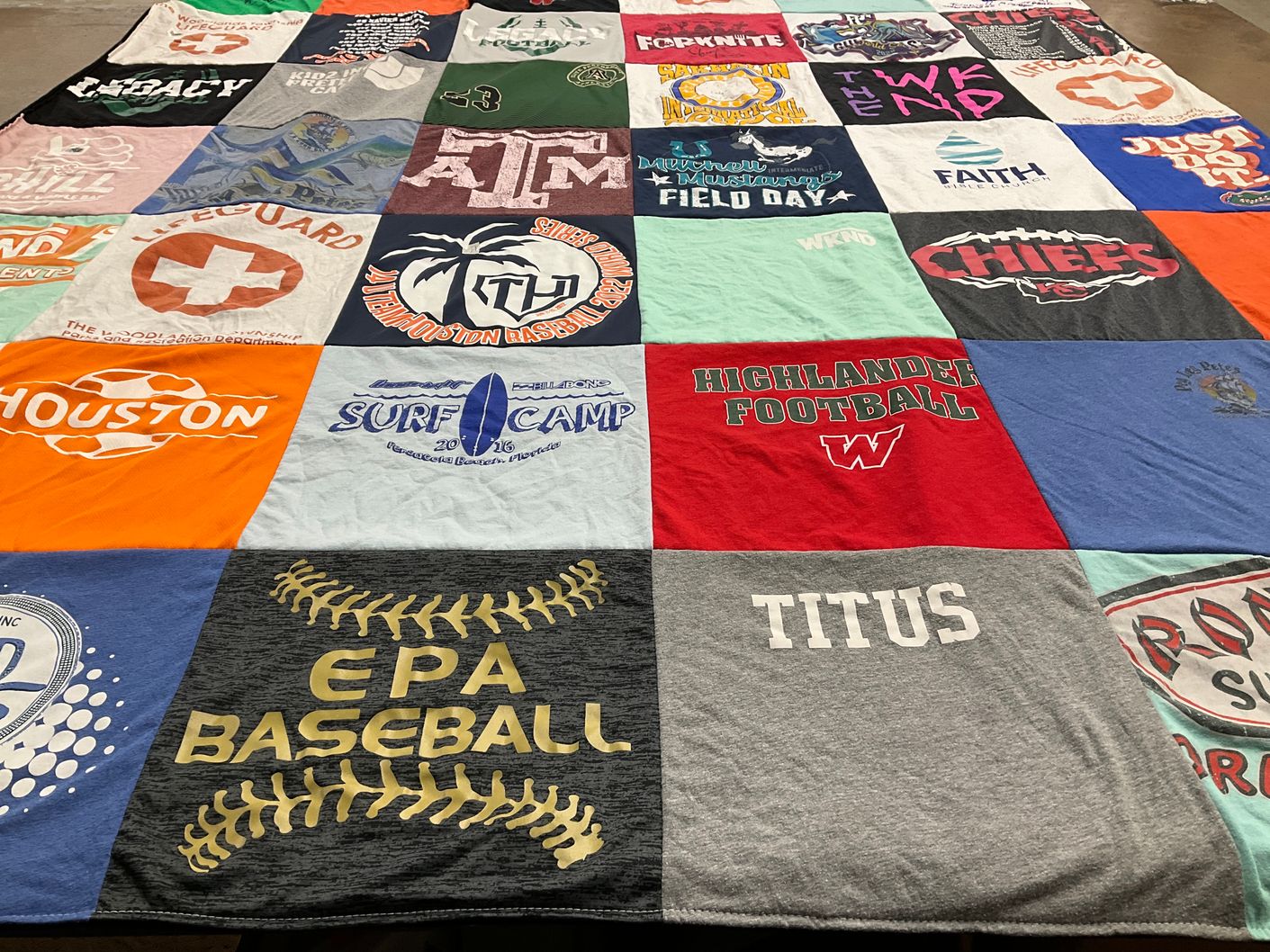 T-shirt quilt from west highland high school by cheri from TX