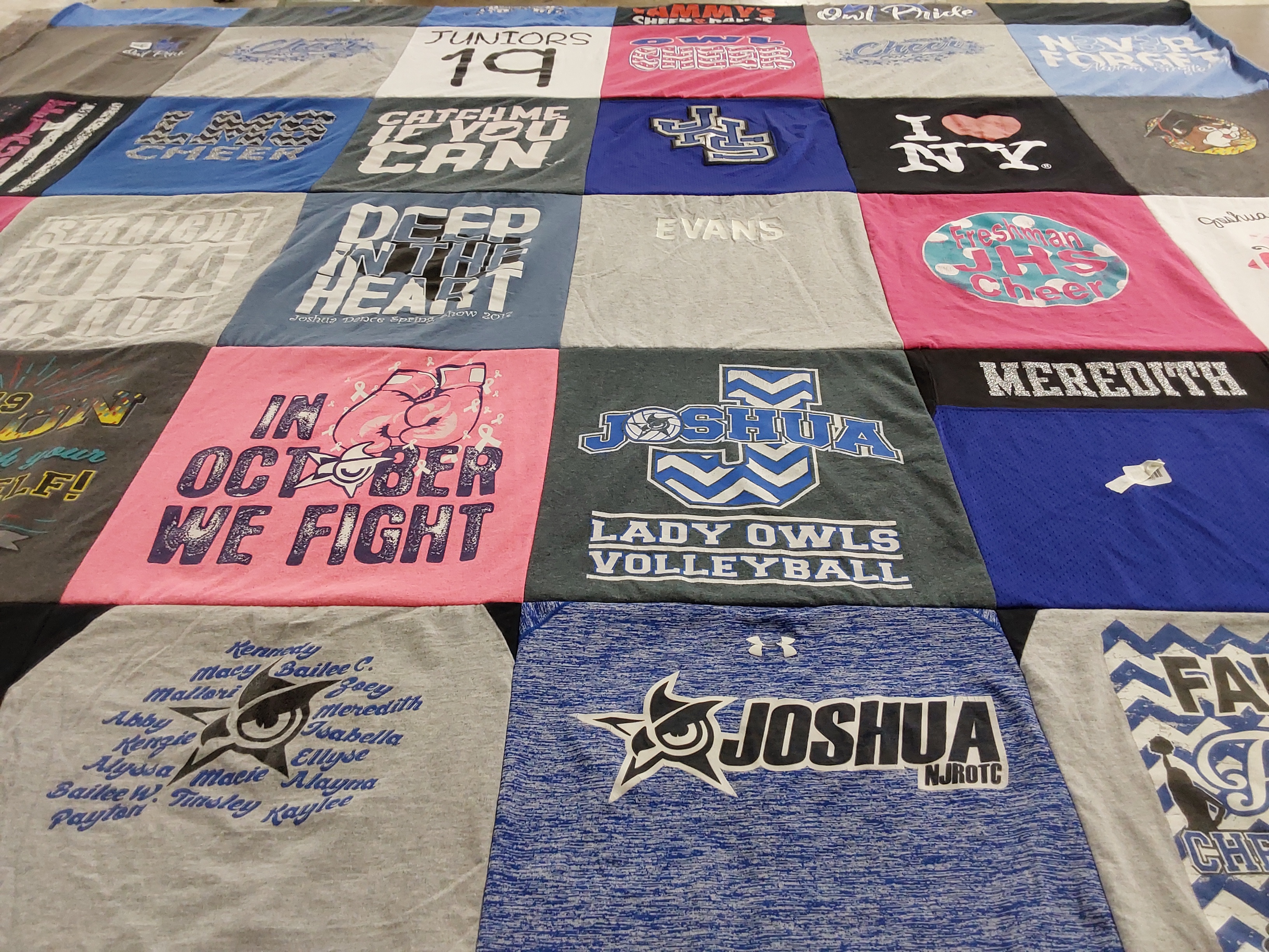 T-shirt quilt featuring joshua lady owls volleyball by lori from TX