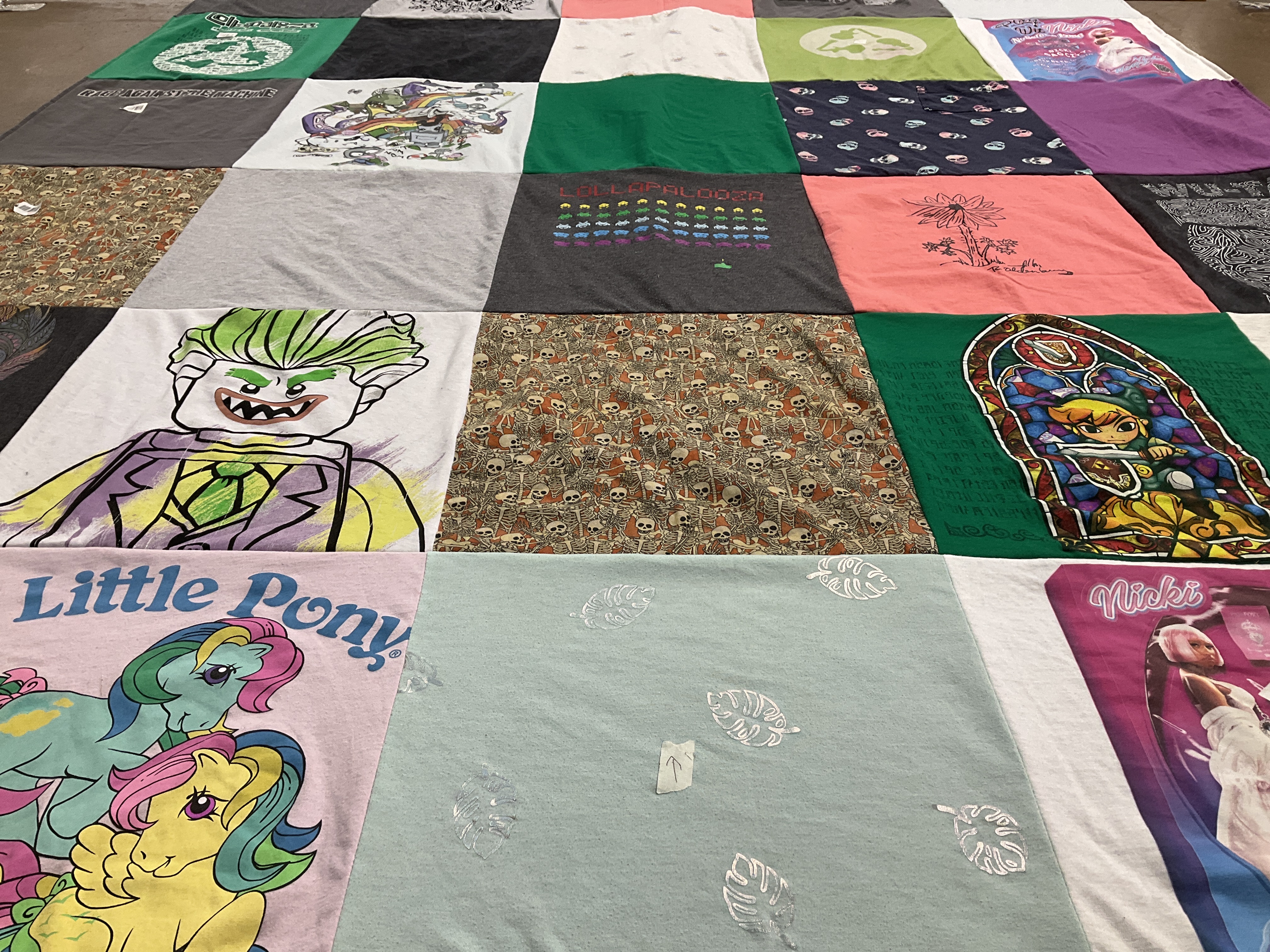 T-shirt quilt with comics, cartoons themes by Cindy from MI