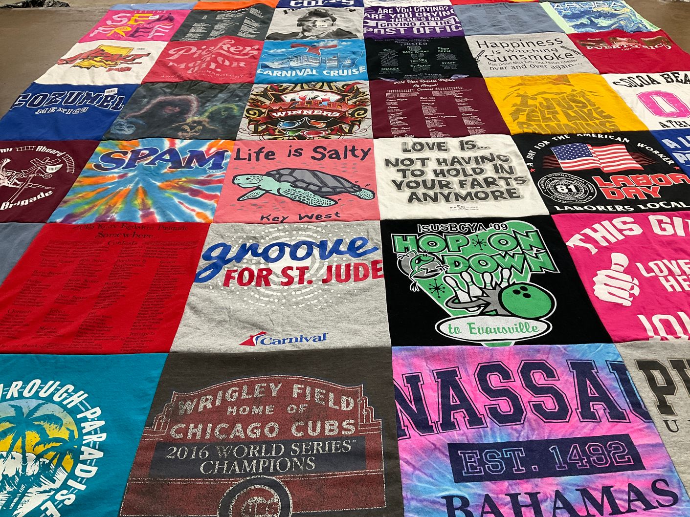 T-shirt quilt featuring chicago cubs by Dawn from IN
