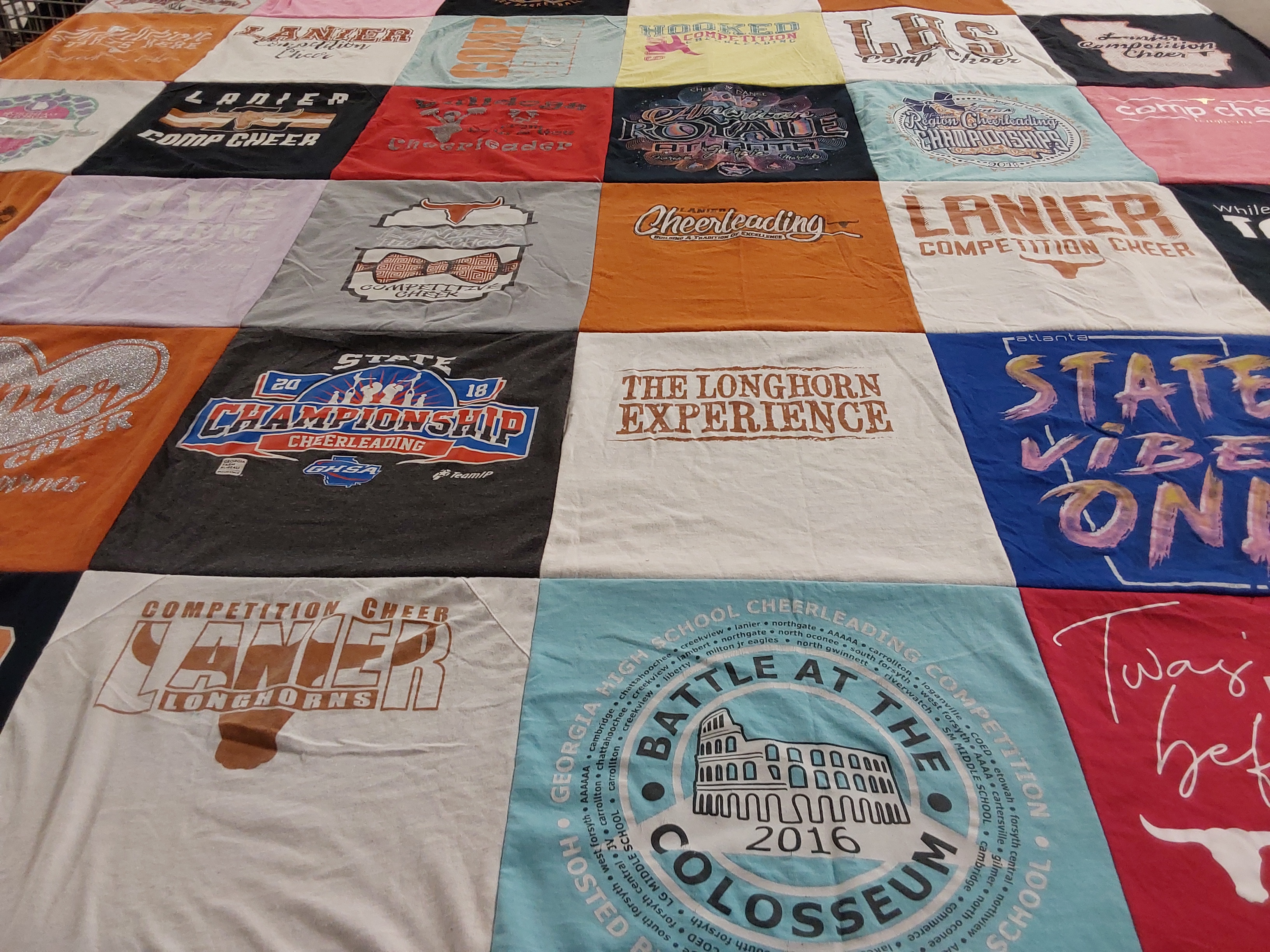 T-shirt quilt featuring lanier longhorns by Tre from GA