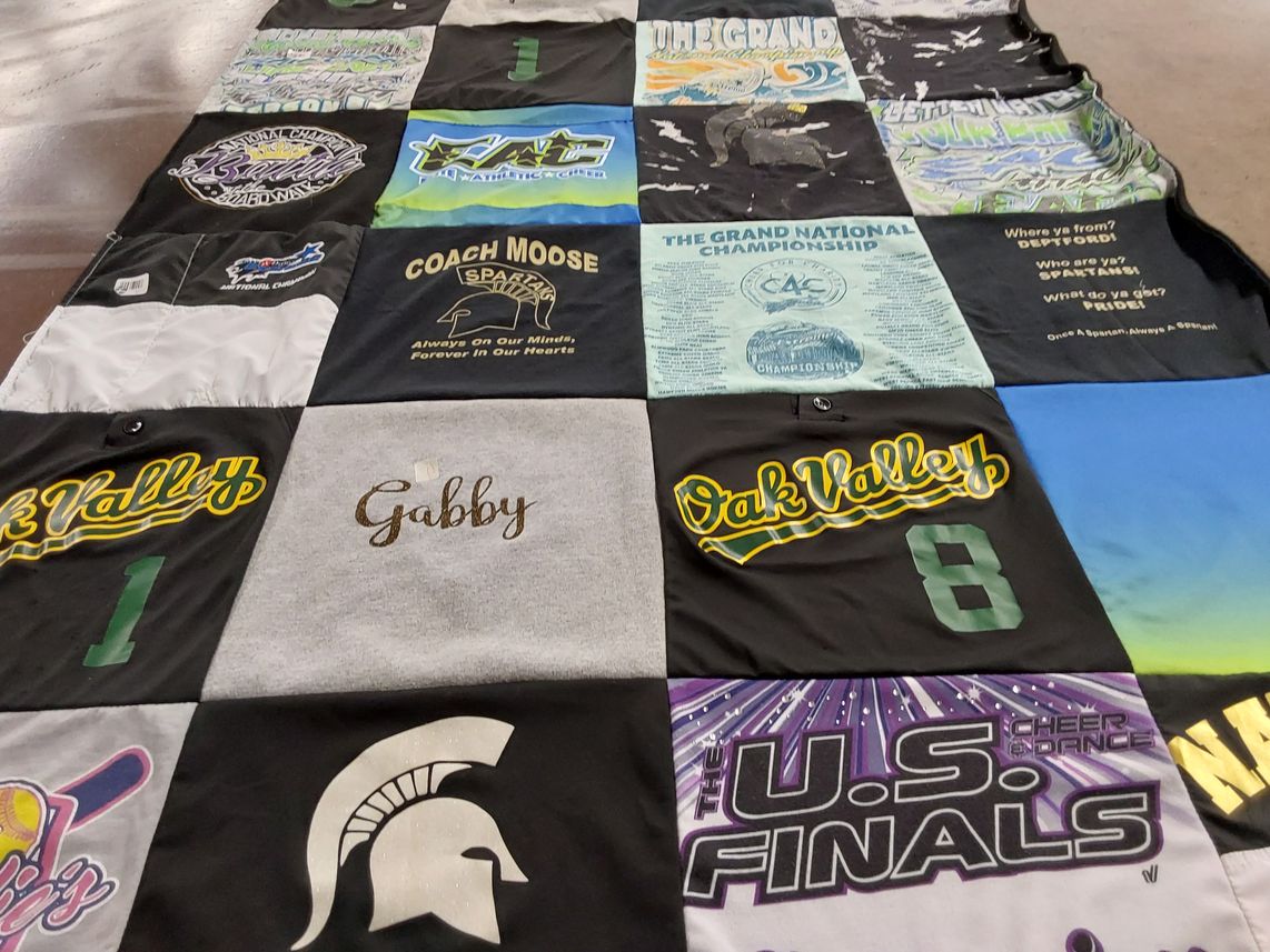 T-shirt quilt featuring oak valley high school cheerleading team by Amanda from NJ