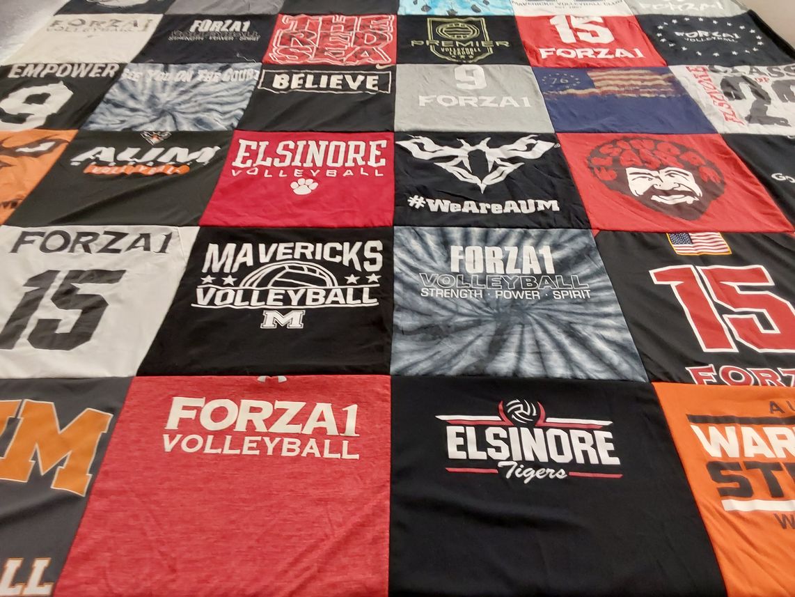 T-shirt quilt featuring mavericks volleyball, elsinore tigers volleyball by Lynette from TX