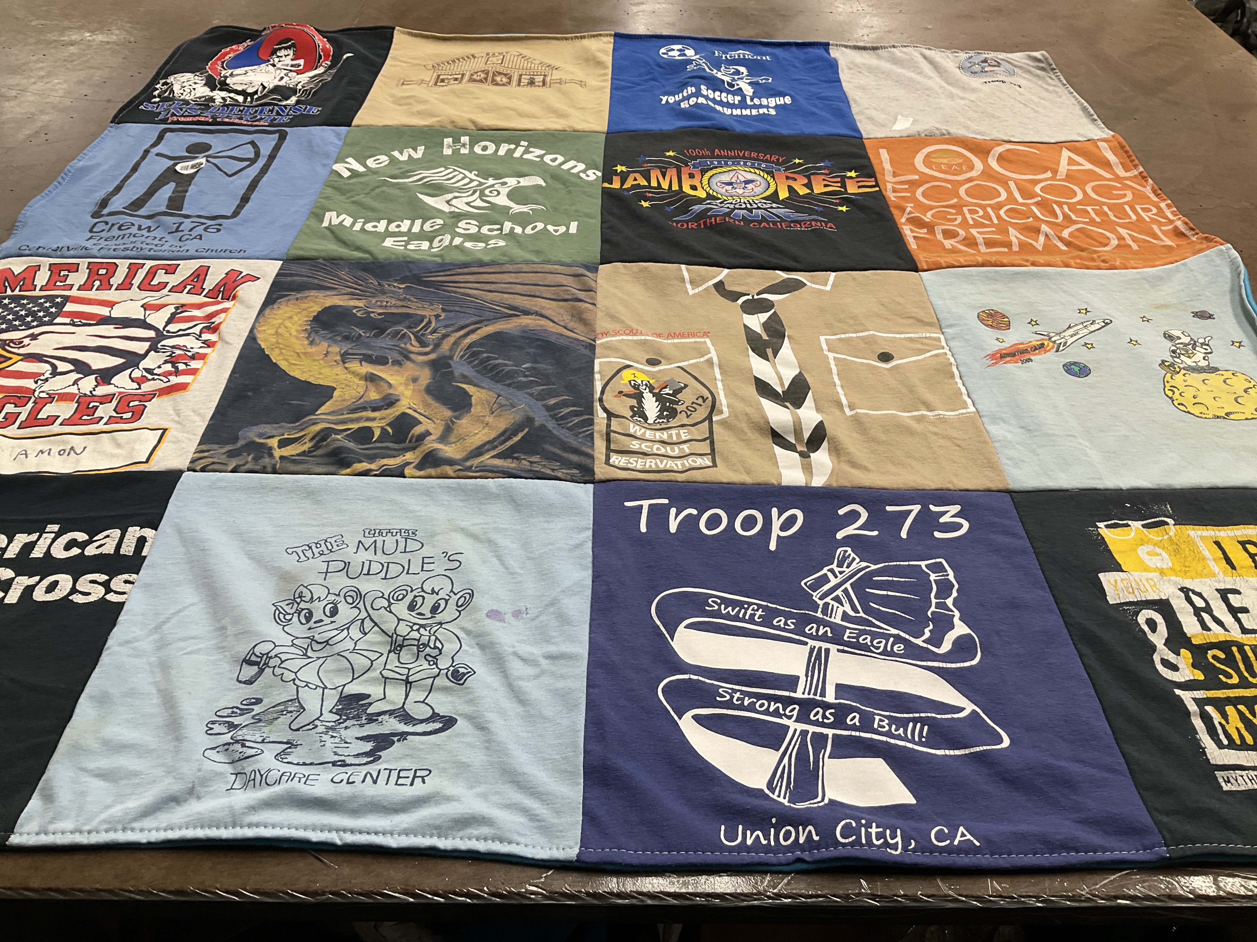 T-shirt quilt featuring troop 273 by Kate from CA
