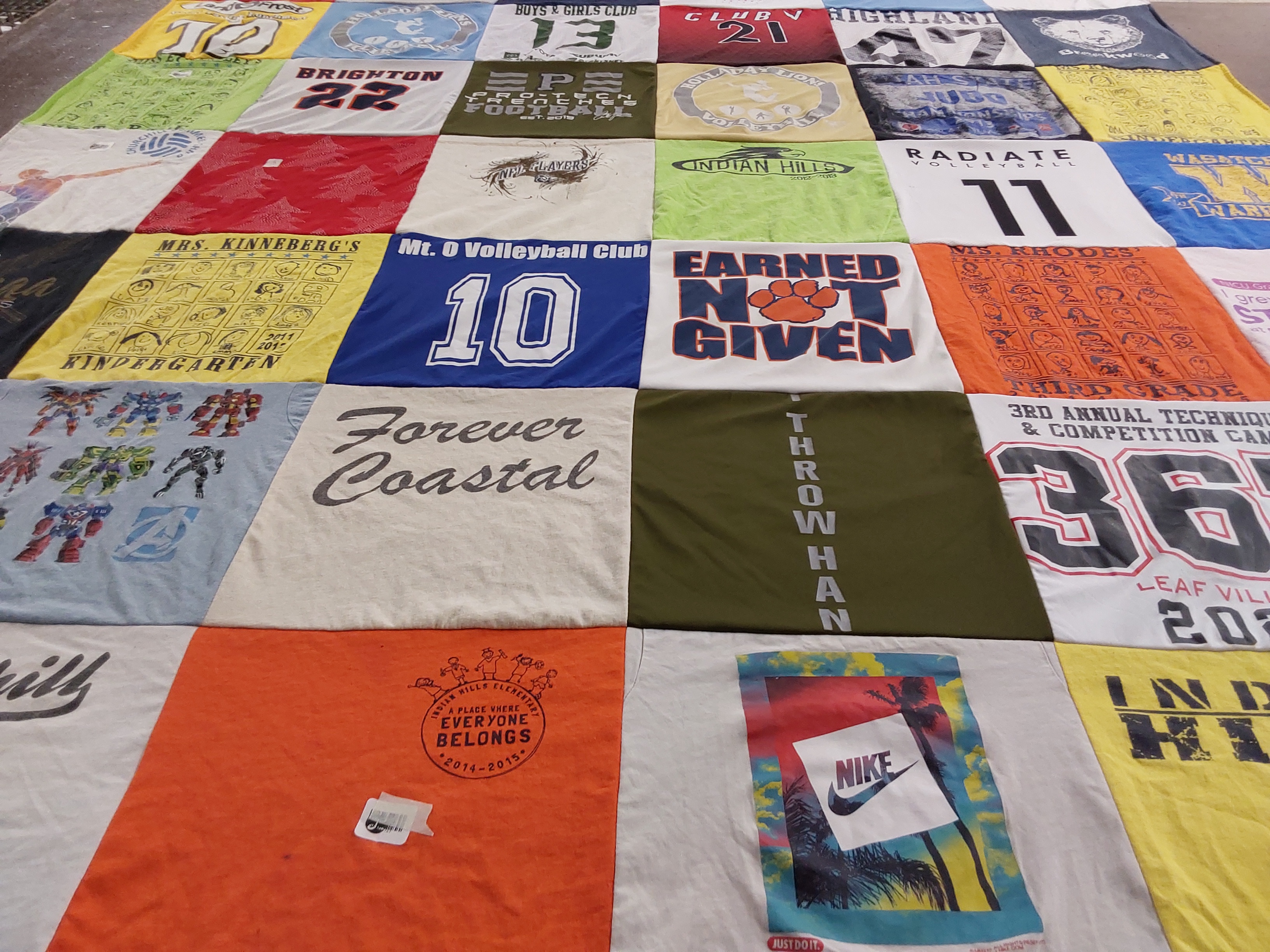 T-shirt quilt featuring indian hills volleyball team, brighton football team by Octavia from UT