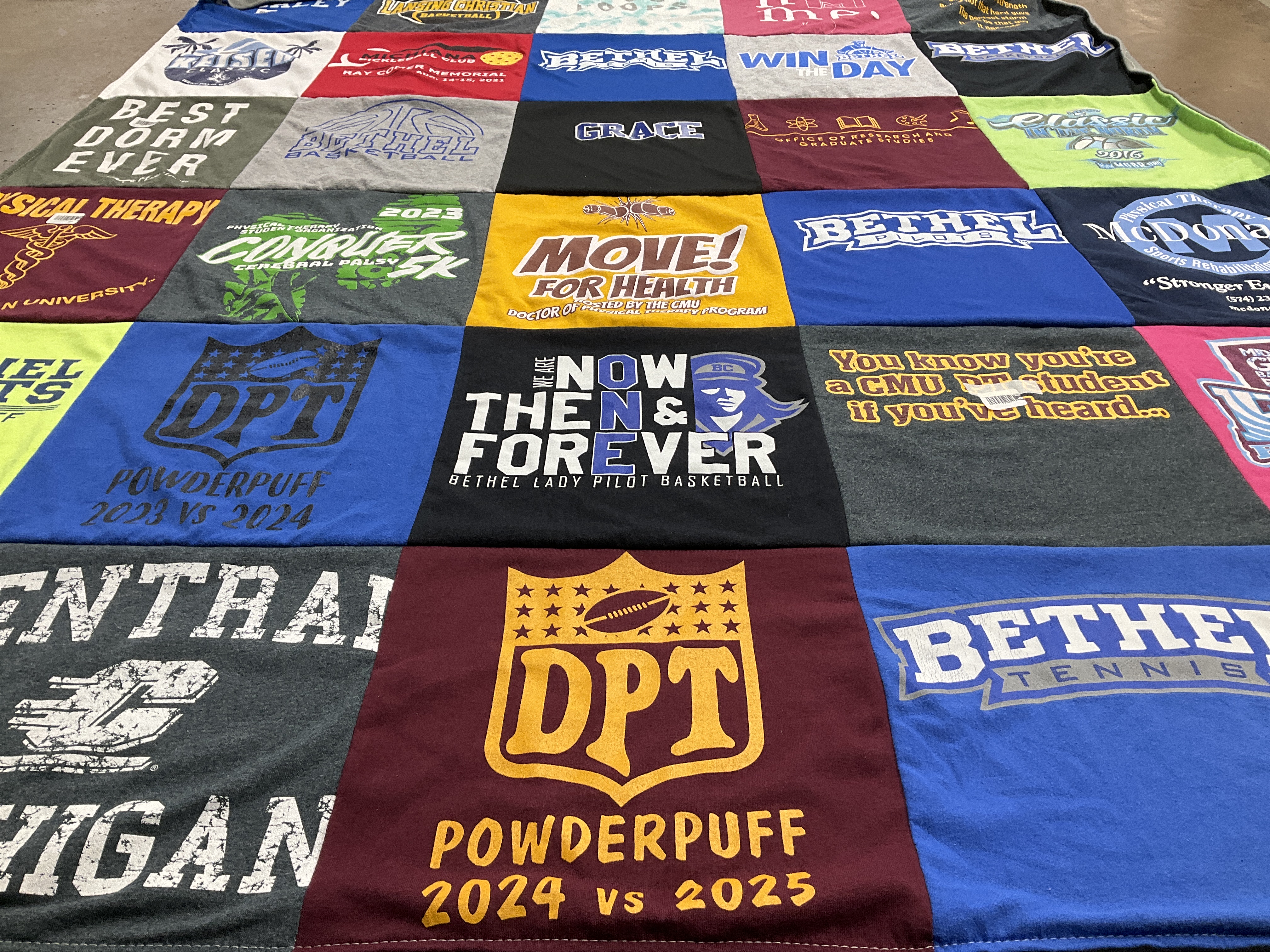 T-shirt quilt featuring bethel ladies pilot basketball, cmu student by Victoria from MI