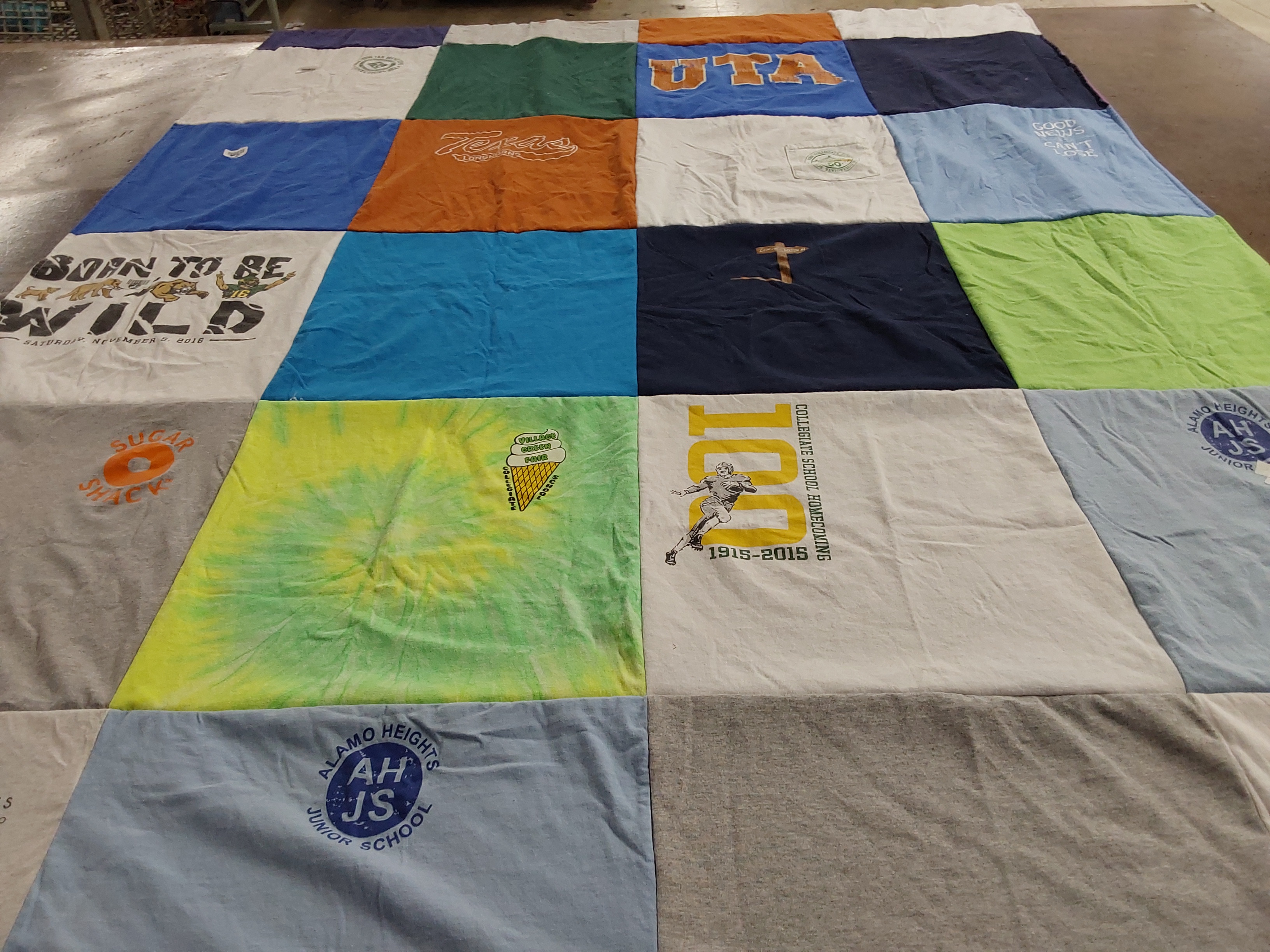 T-shirt quilt featuring alamo heights junior school by Sarah from TX