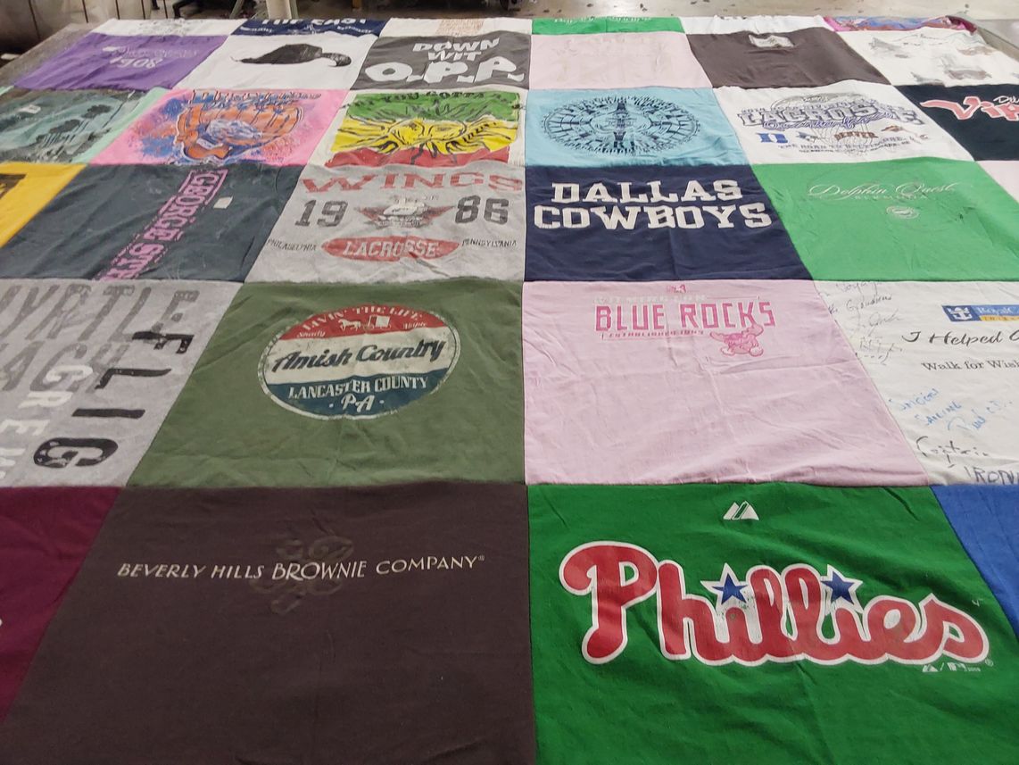 T-shirt quilt featuring dallas cowboys, philadelphia phillies by Kandi from DE