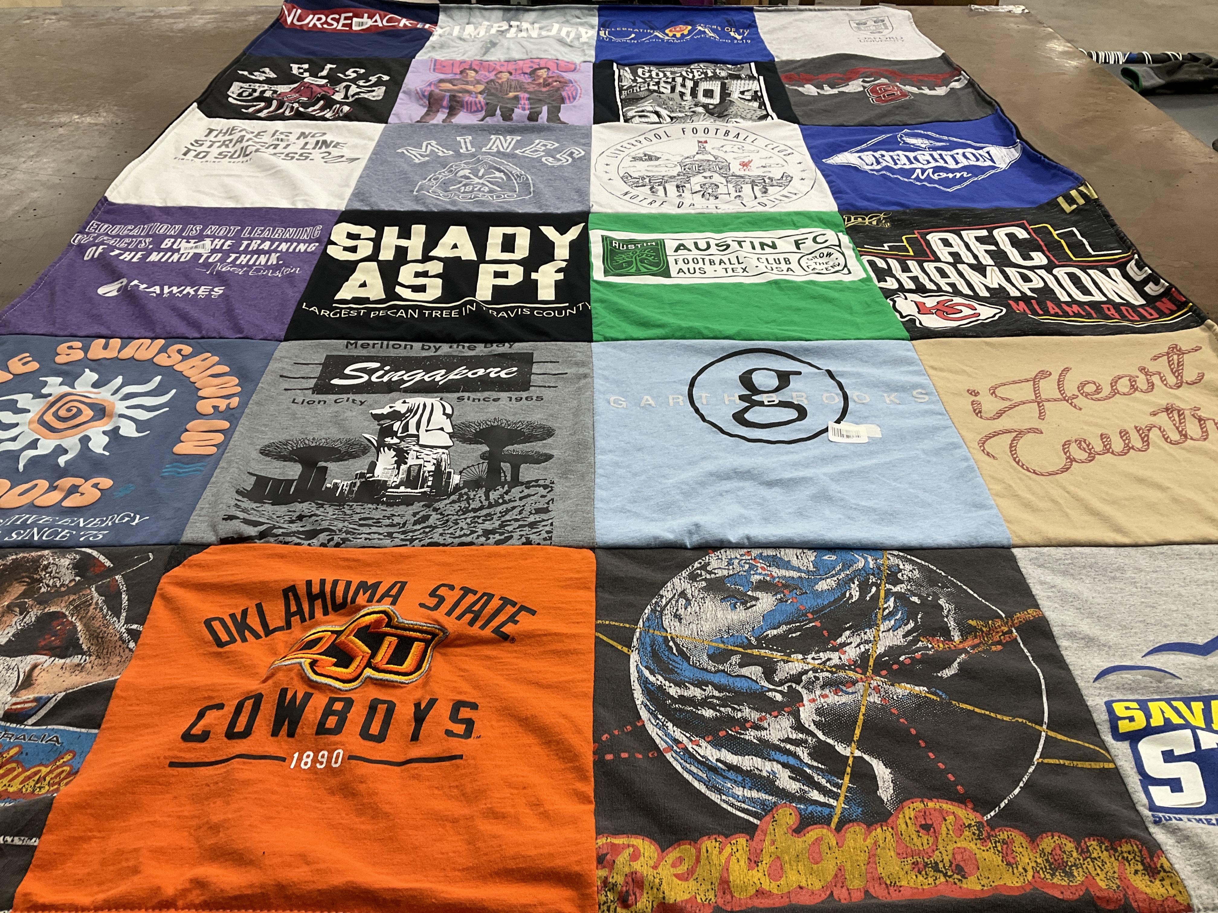 T-shirt quilt featuring oklahoma state cowboys by Jackie from TX
