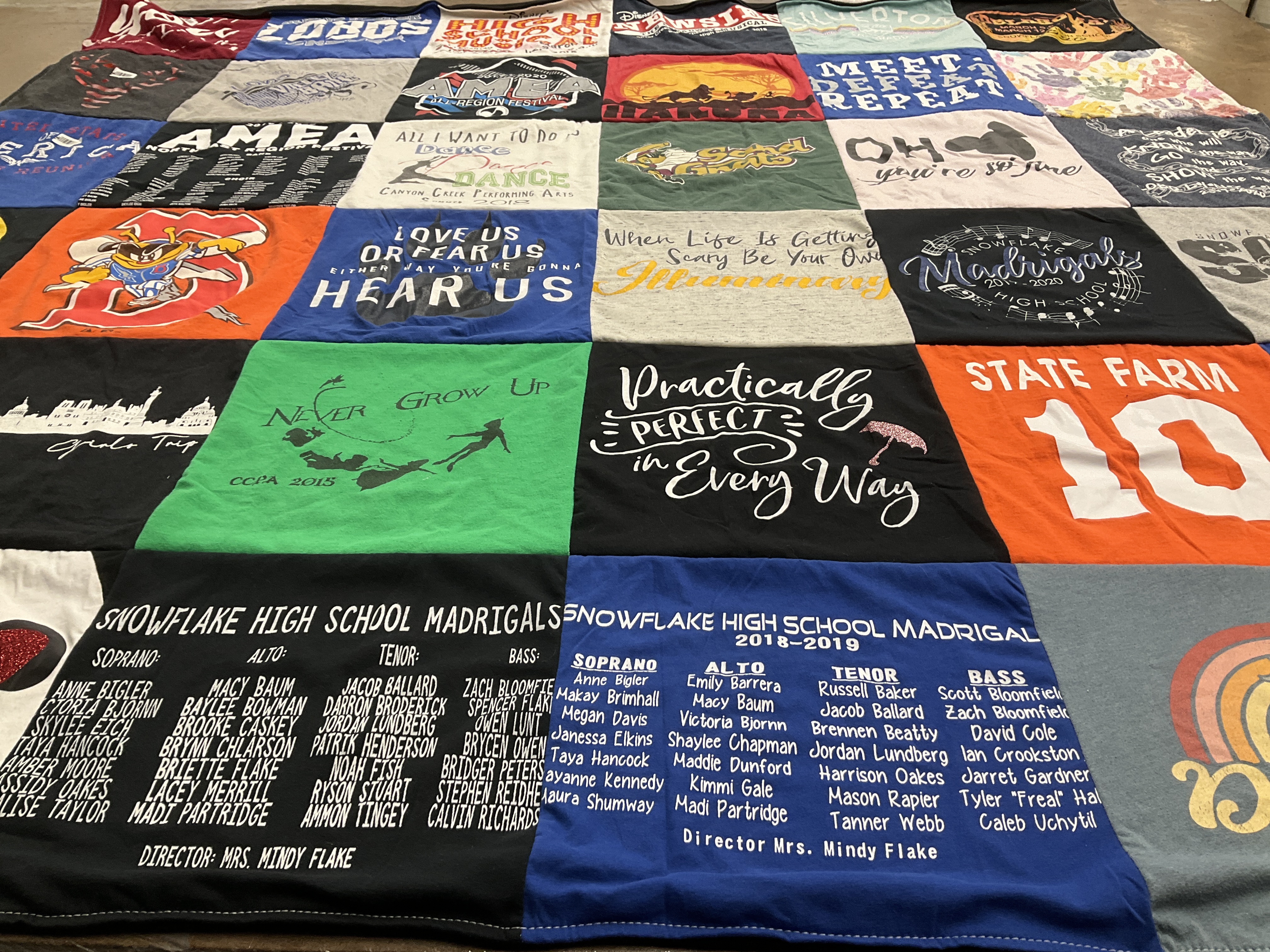 T-shirt quilt from snowflake high school by camille from AZ