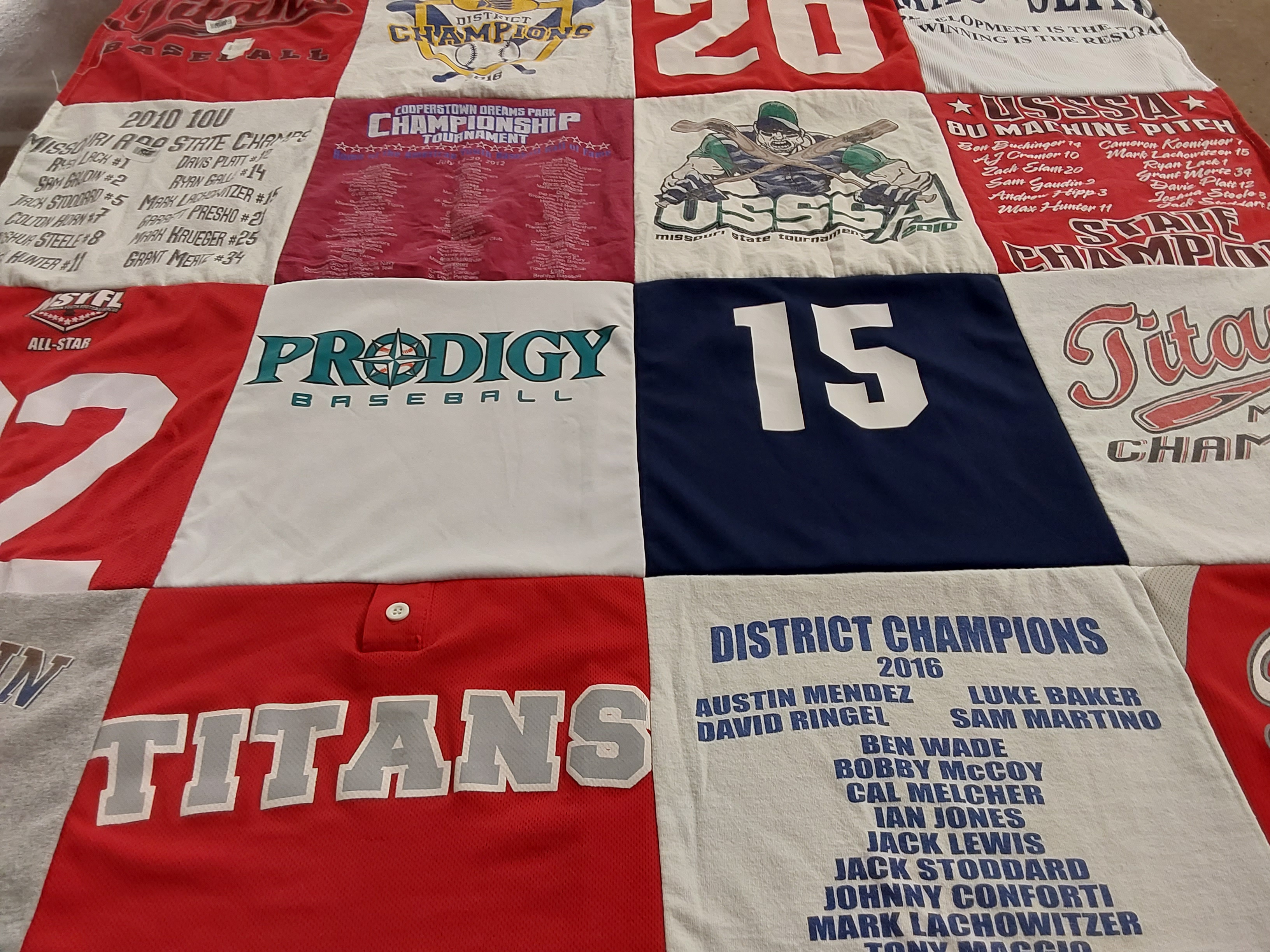 T-shirt quilt featuring titans by David from MO