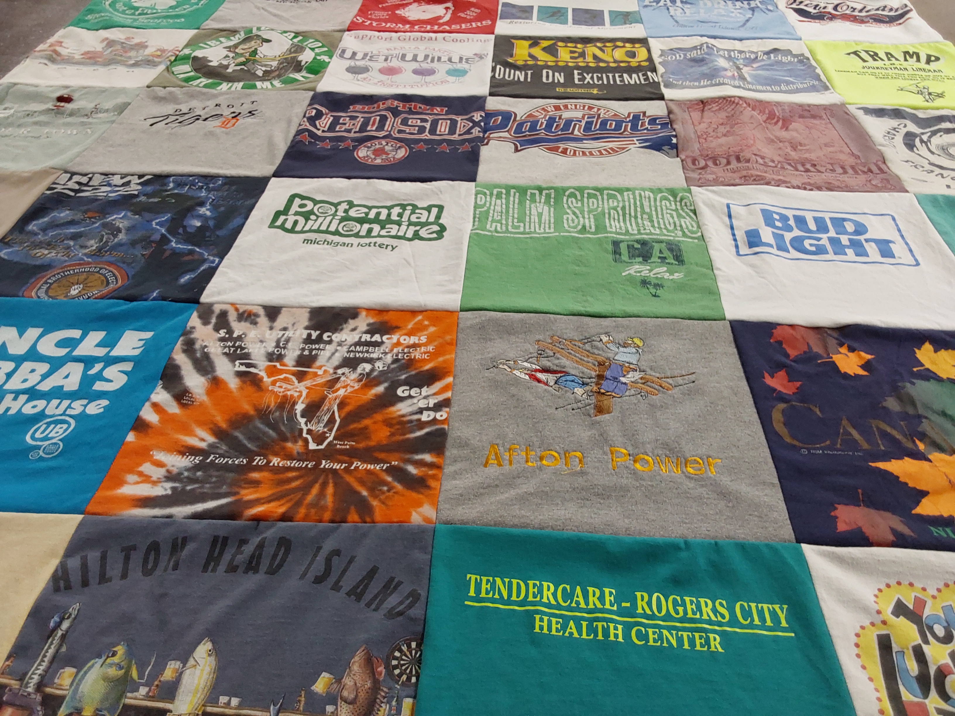 T-shirt quilt featuring red sox, patriots by Kathleen from MI