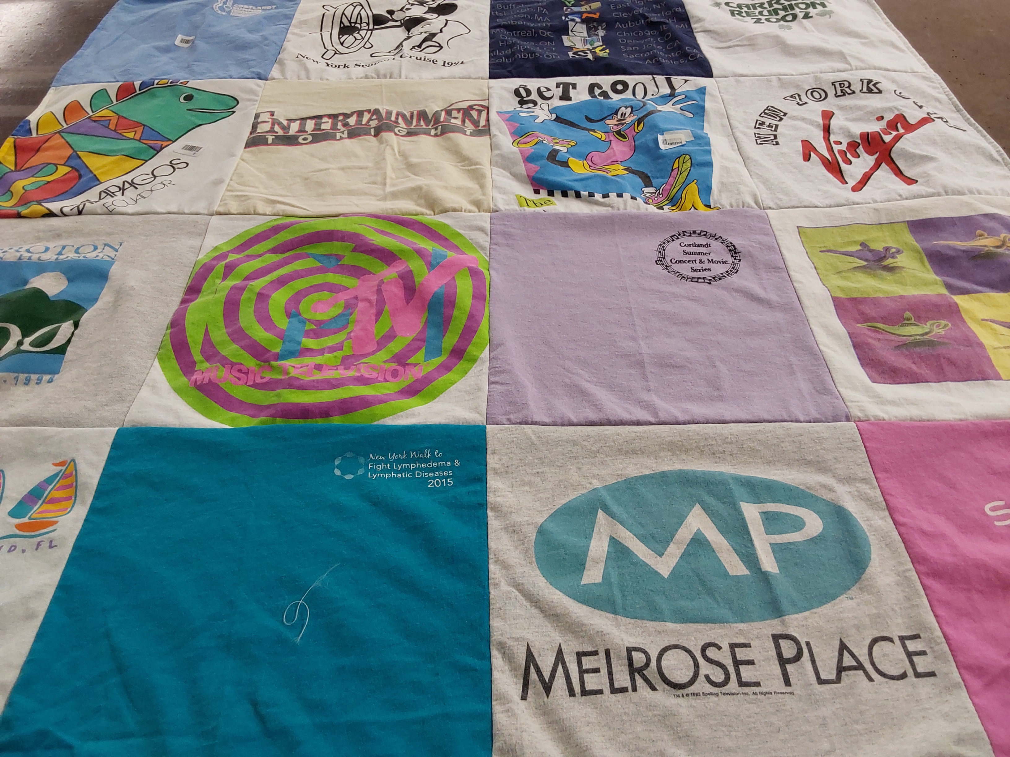 T-shirt quilt with entertainment, music themes by Dianne from NY