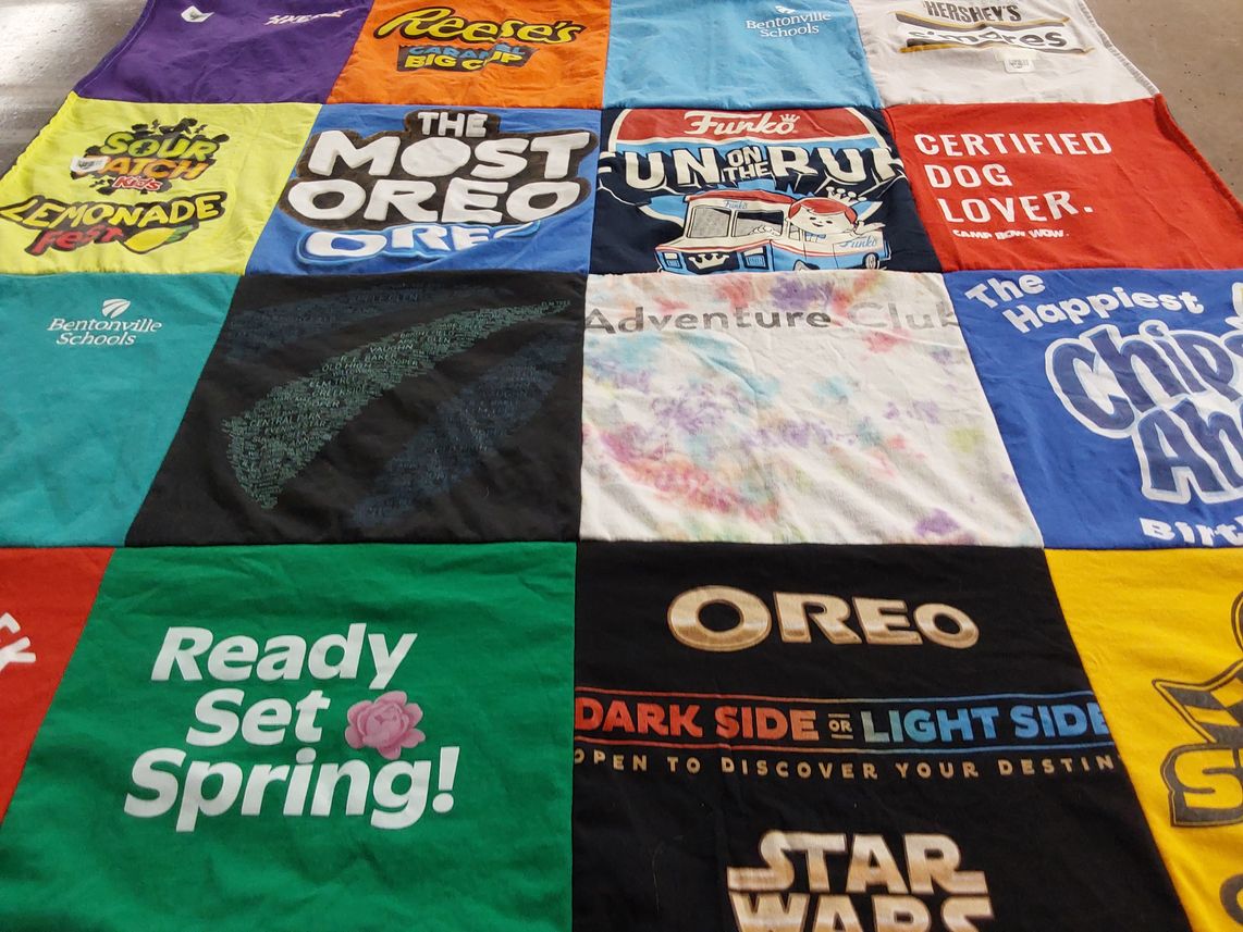 T-shirt quilt from bentonville schools by Dylan from AR