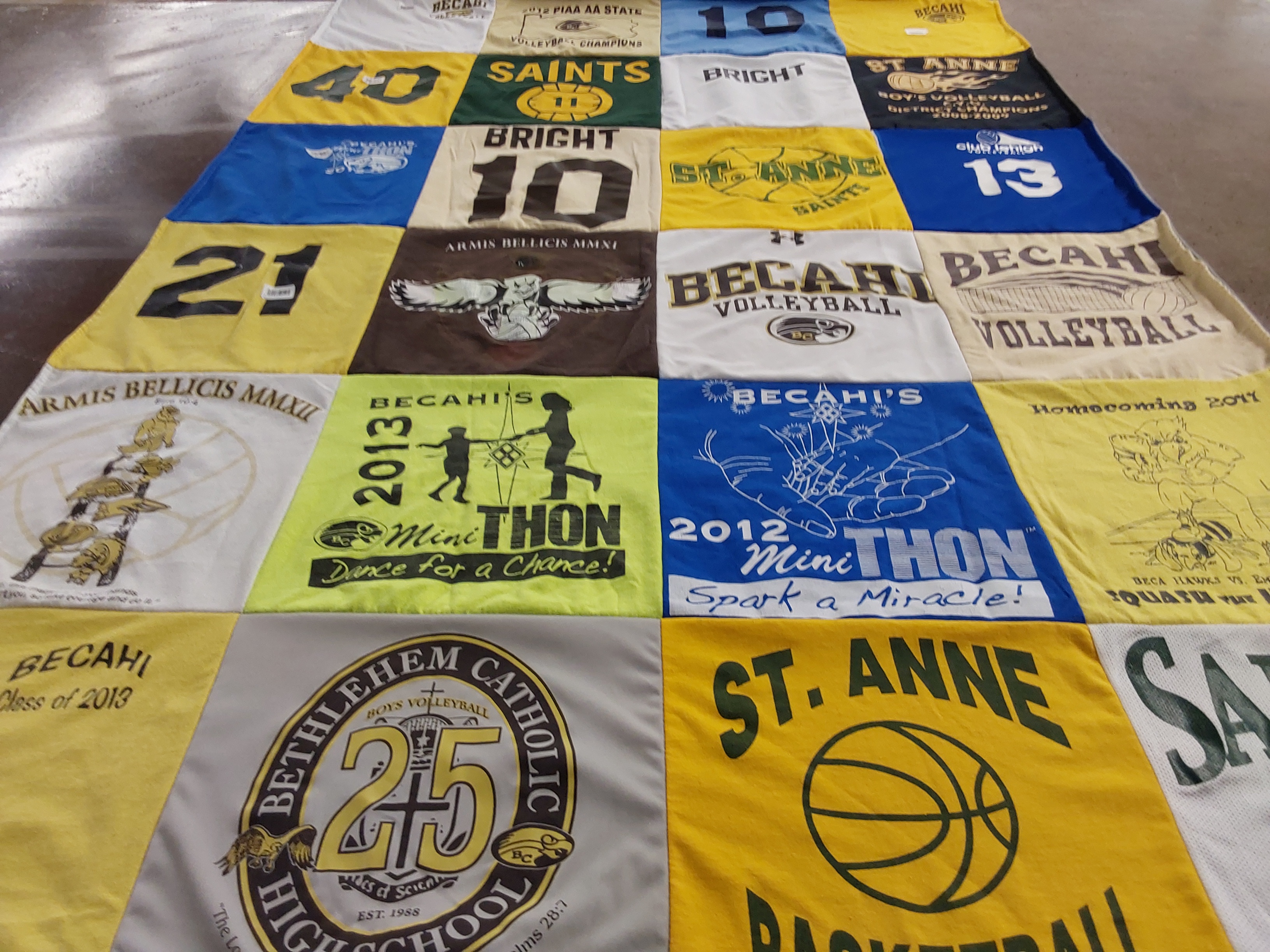 T-shirt quilt featuring becahi volleyball, st. anne basketball by Theresa from PA