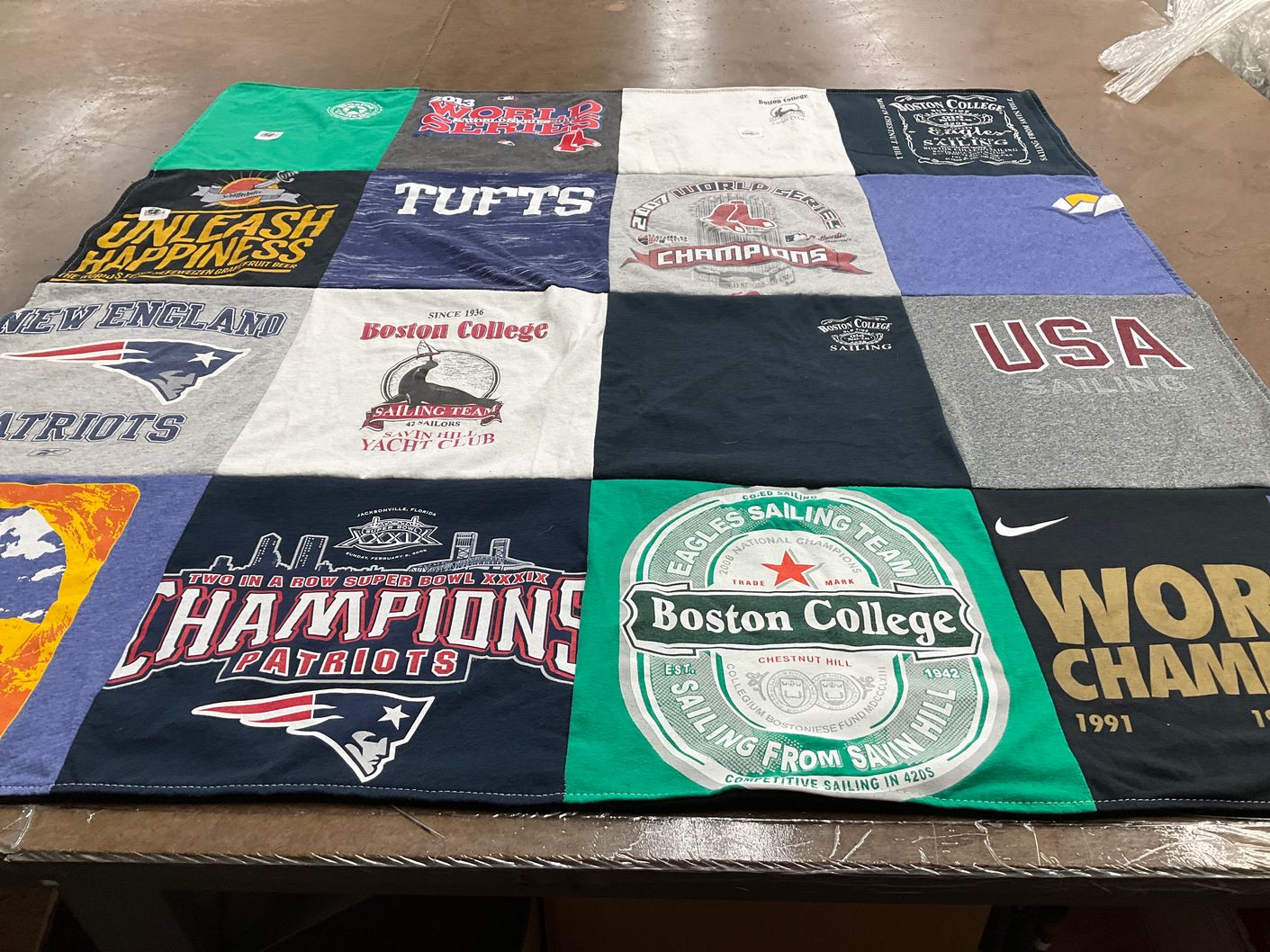 T-shirt quilt featuring new england patriots by Dorothy from MA