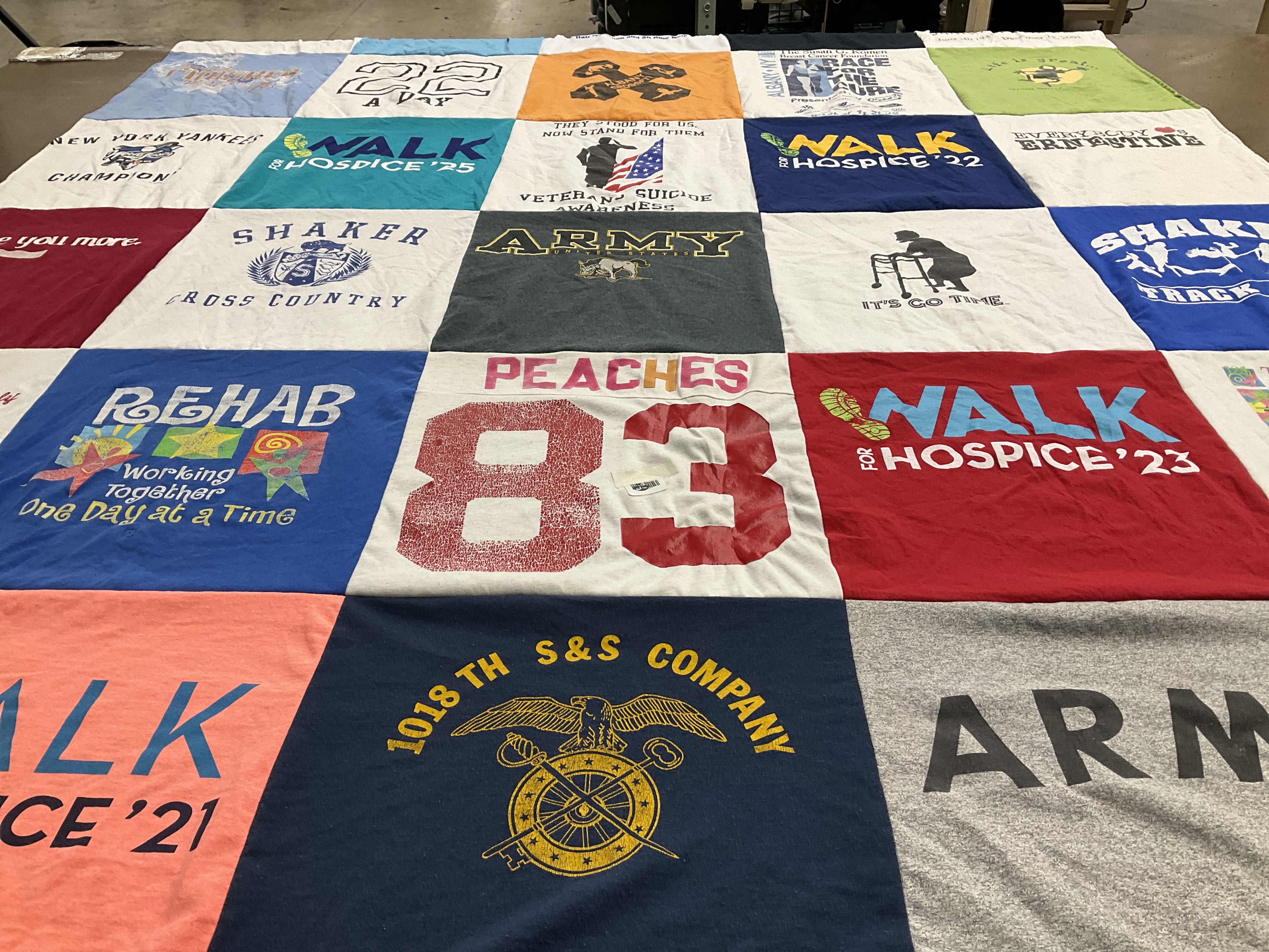 T-shirt quilt from shaker high school by Bernadette from NY